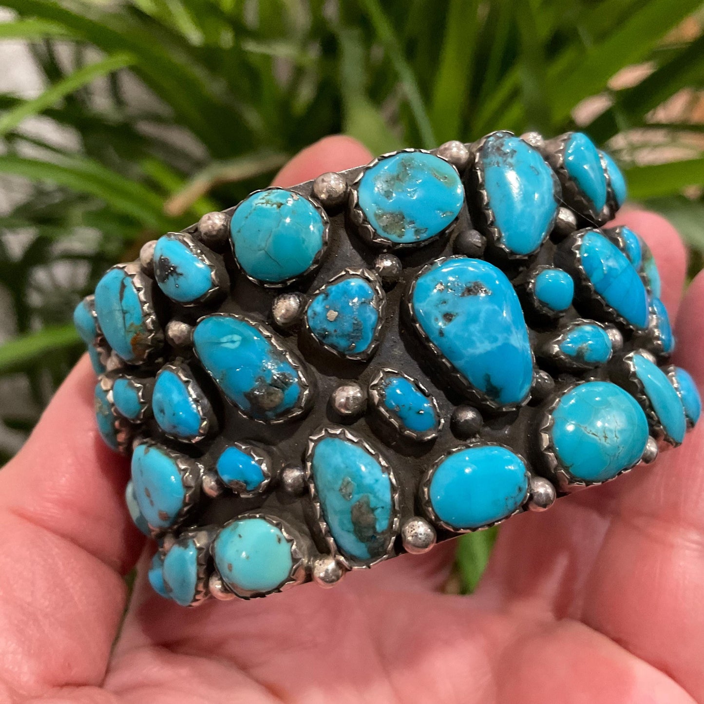 sterling silver campitos natural Turquoise statement bracelet cuff Colors Of Etnika
