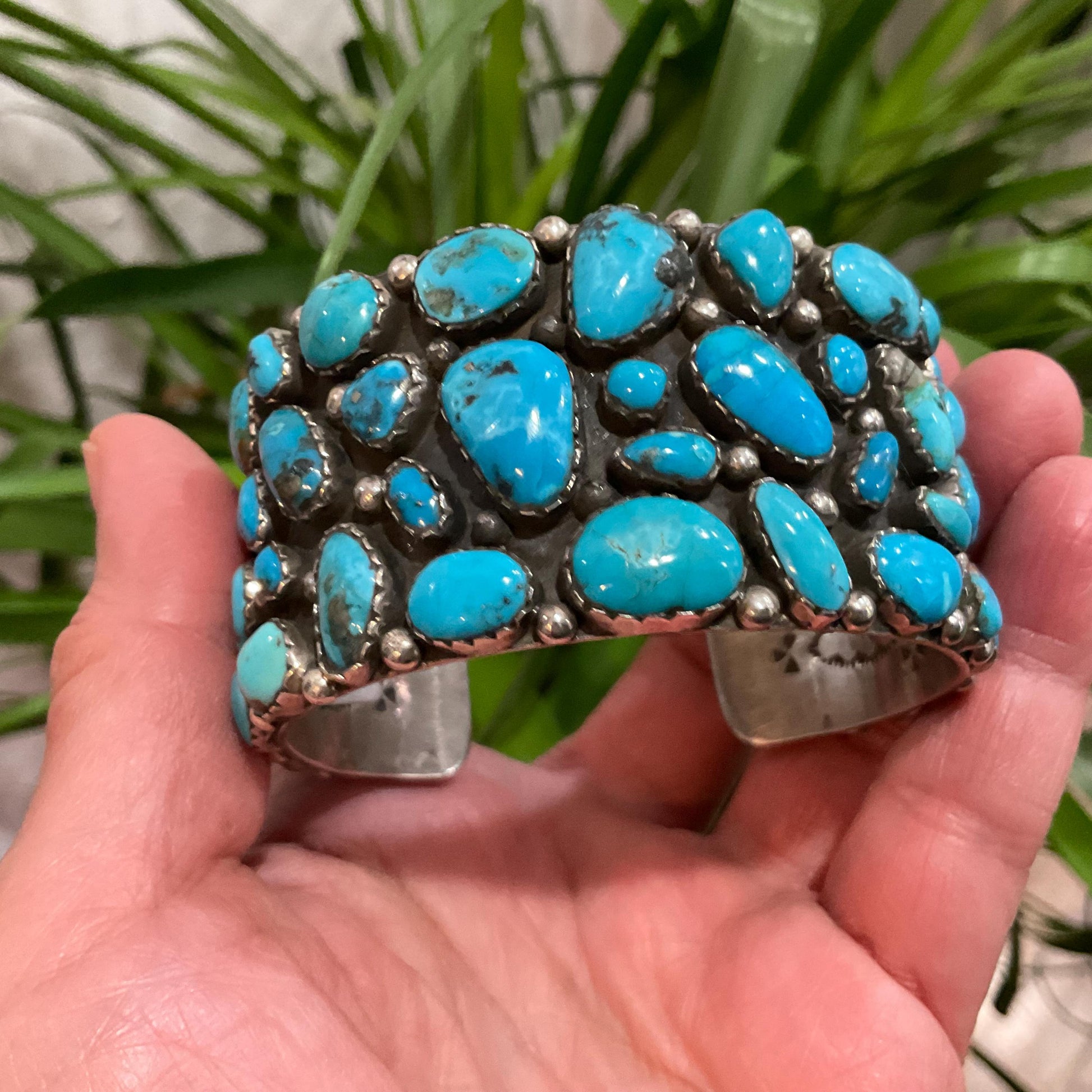 sterling silver campitos natural Turquoise statement bracelet cuff Colors Of Etnika