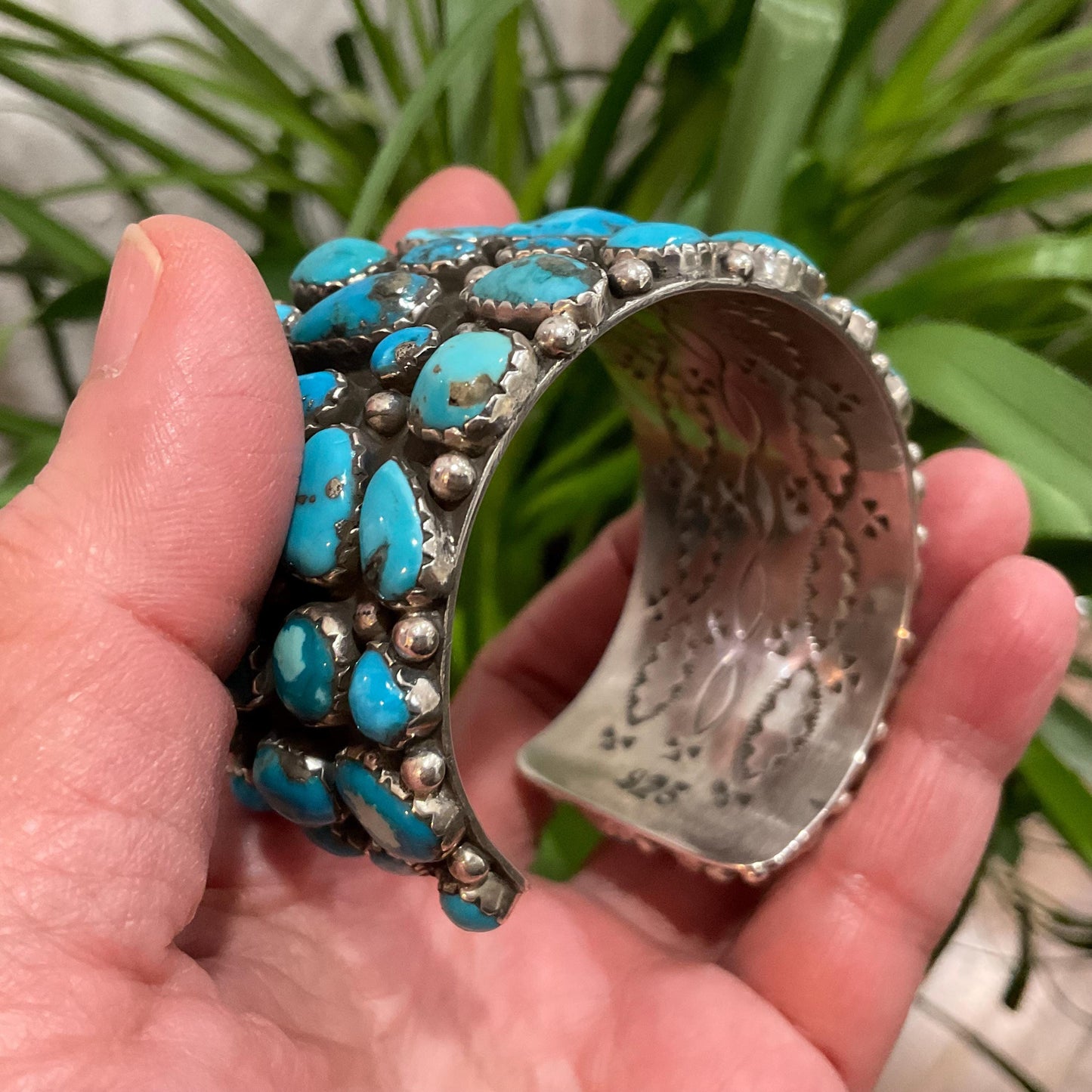 sterling silver campitos natural Turquoise statement bracelet cuff Colors Of Etnika