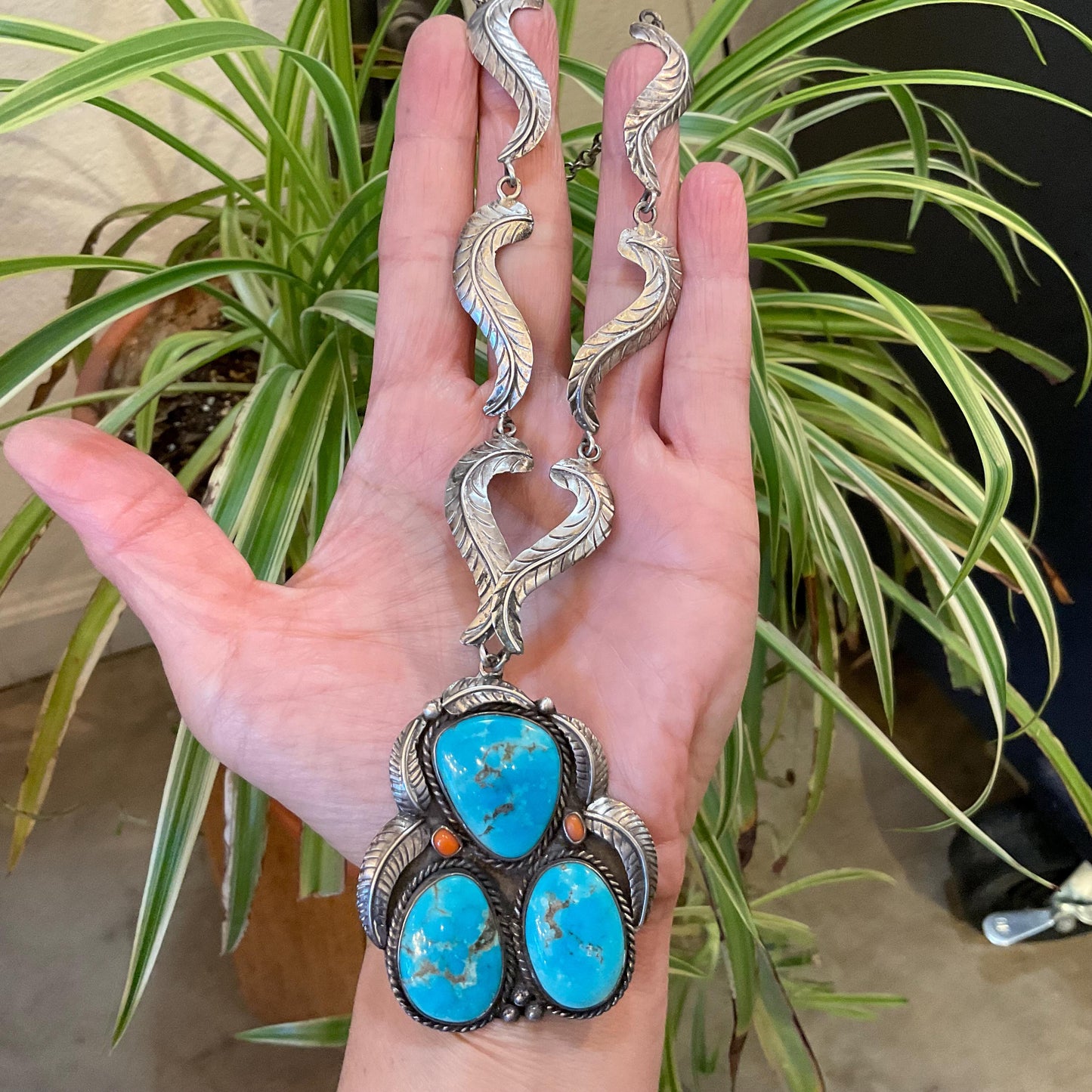 Sterling silver natural blue turquoise statement necklace Colors Of Etnika