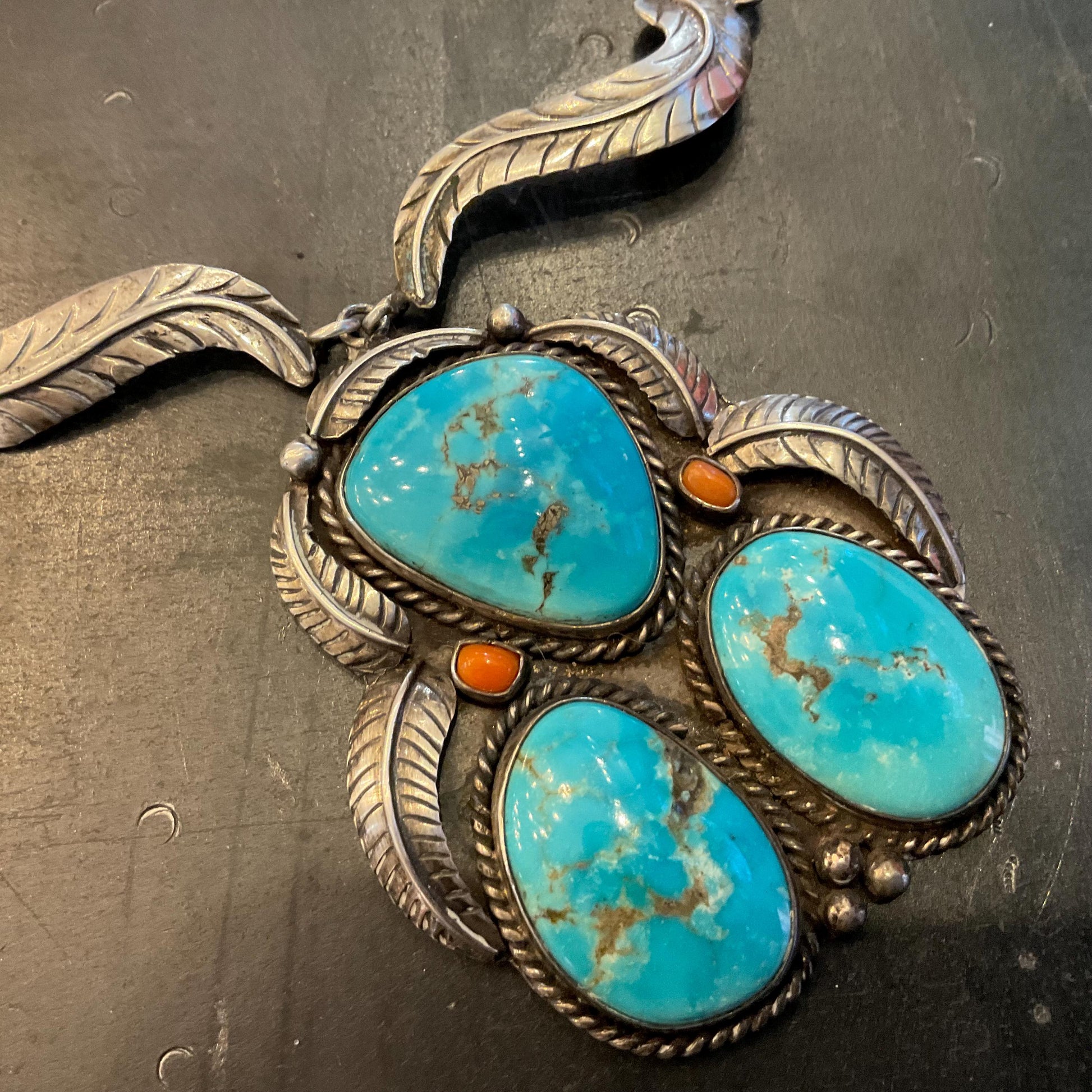 Sterling silver natural blue turquoise statement necklace Colors Of Etnika