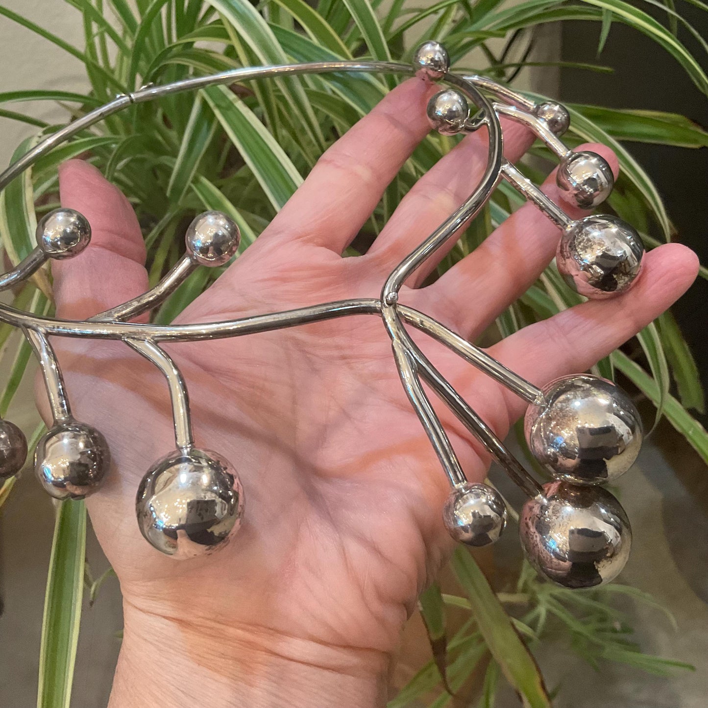 sterling silver vintage choker modernist bubble necklace Colors Of Etnika