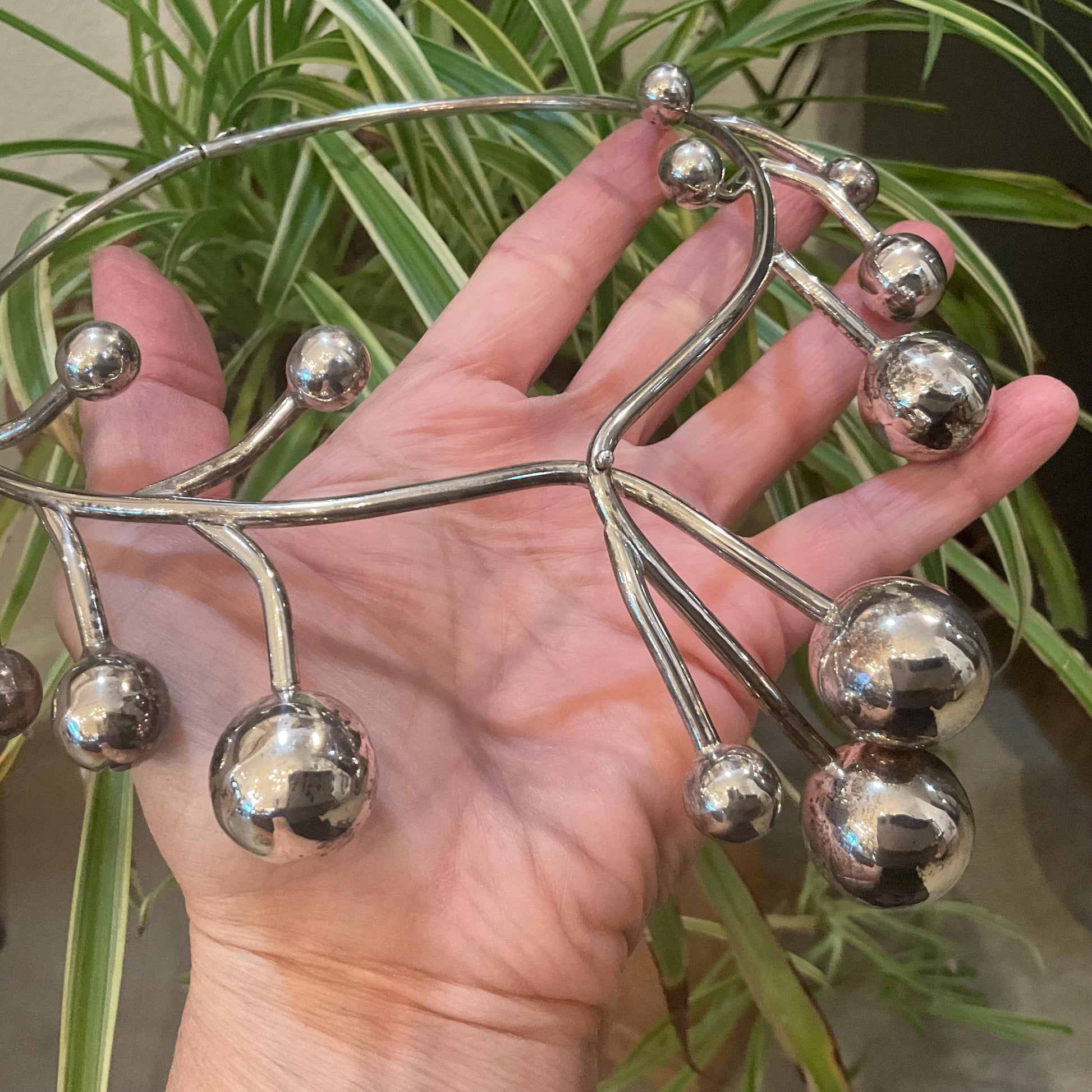 sterling silver vintage choker modernist bubble necklace Colors Of Etnika