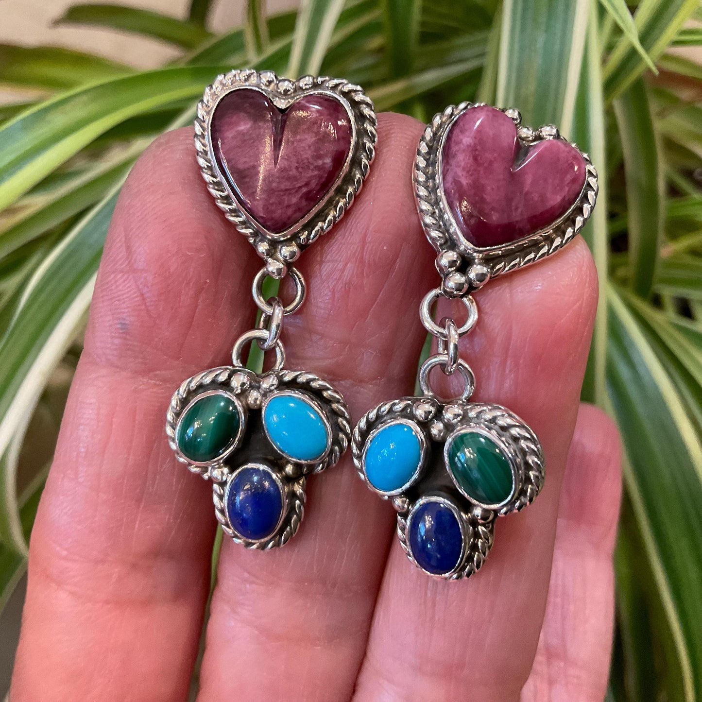 Sterling Silver Spiny oyster heart turquoise Native American earrings Colors Of Etnika