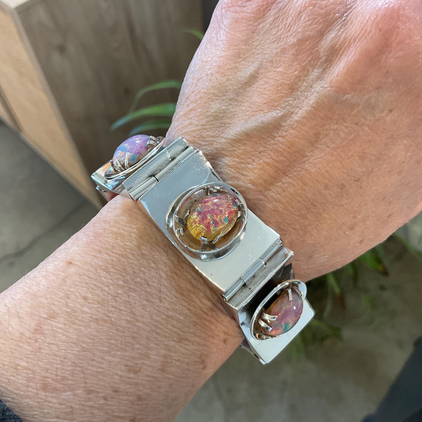 sterling silver modernist taxco vintage mid century opal Bracelet Colors Of Etnika