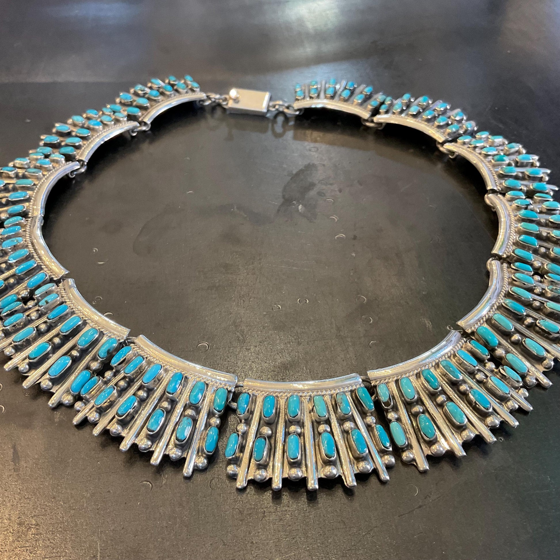 Sterling silver statement mid century  vintage Turquoise necklace Colors Of Etnika
