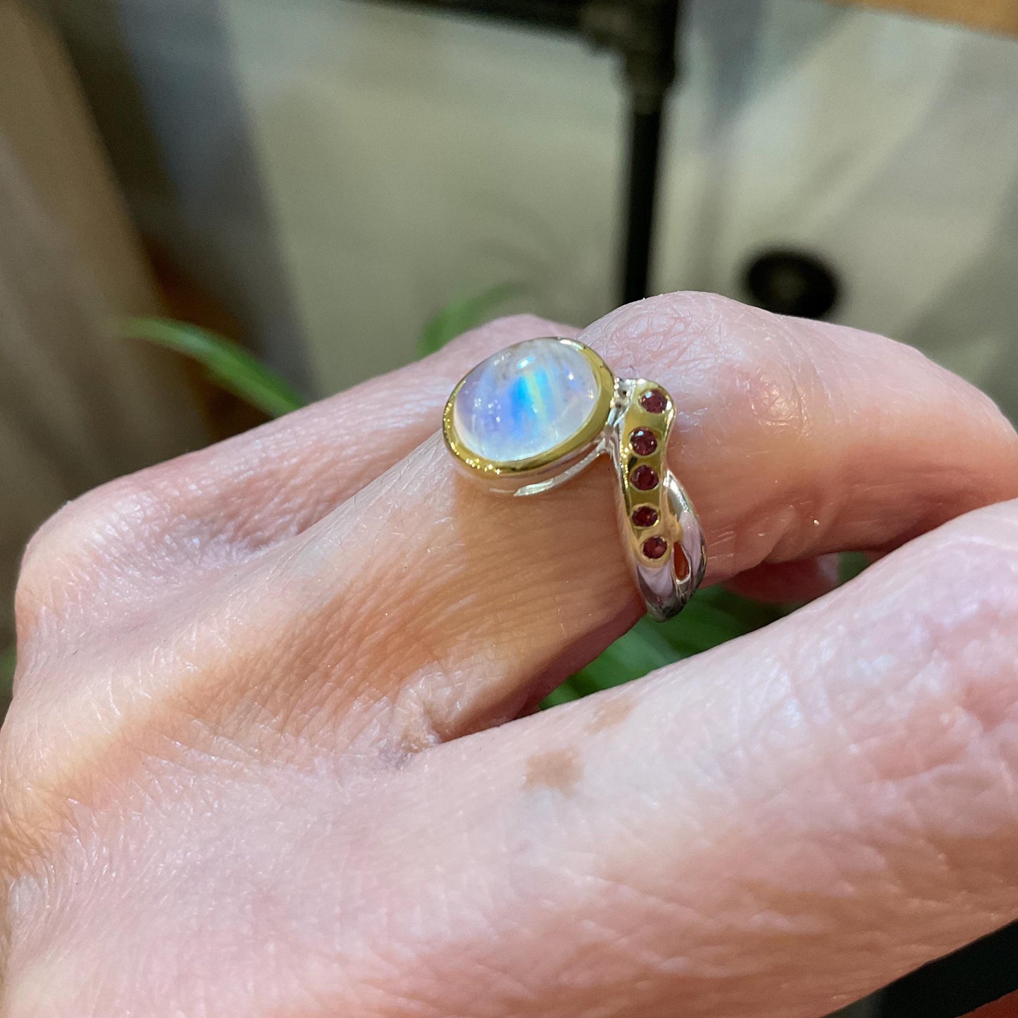 Sterling silver natural moonstone dainty ring 4.5 Colors Of Etnika