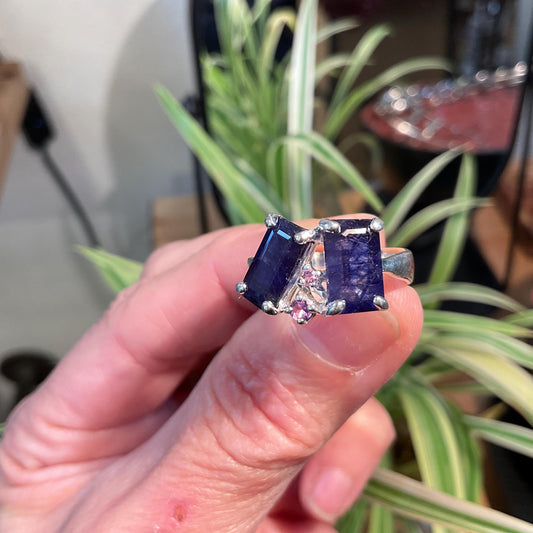 sterling silver natural baguette cut blue sapphire ring 8