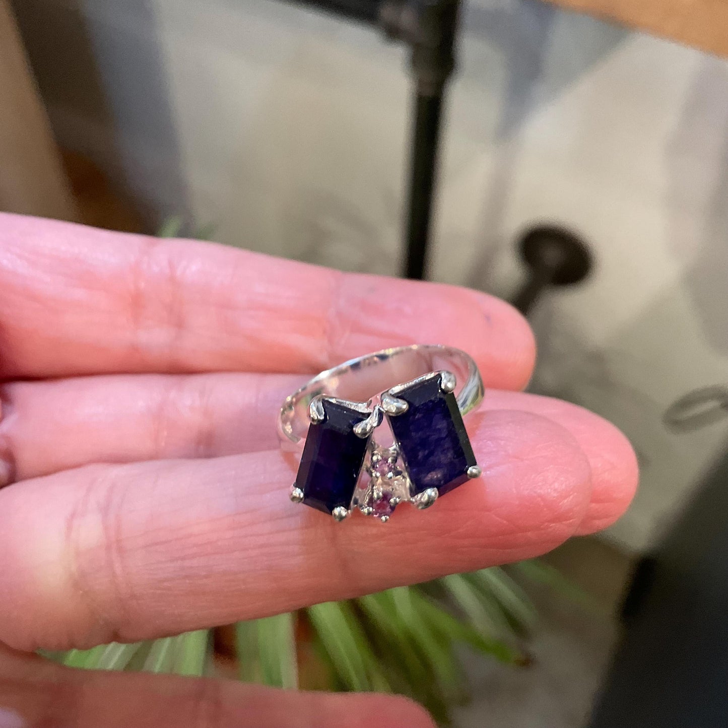 sterling silver natural baguette cut blue sapphire ring 8 Colors Of Etnika