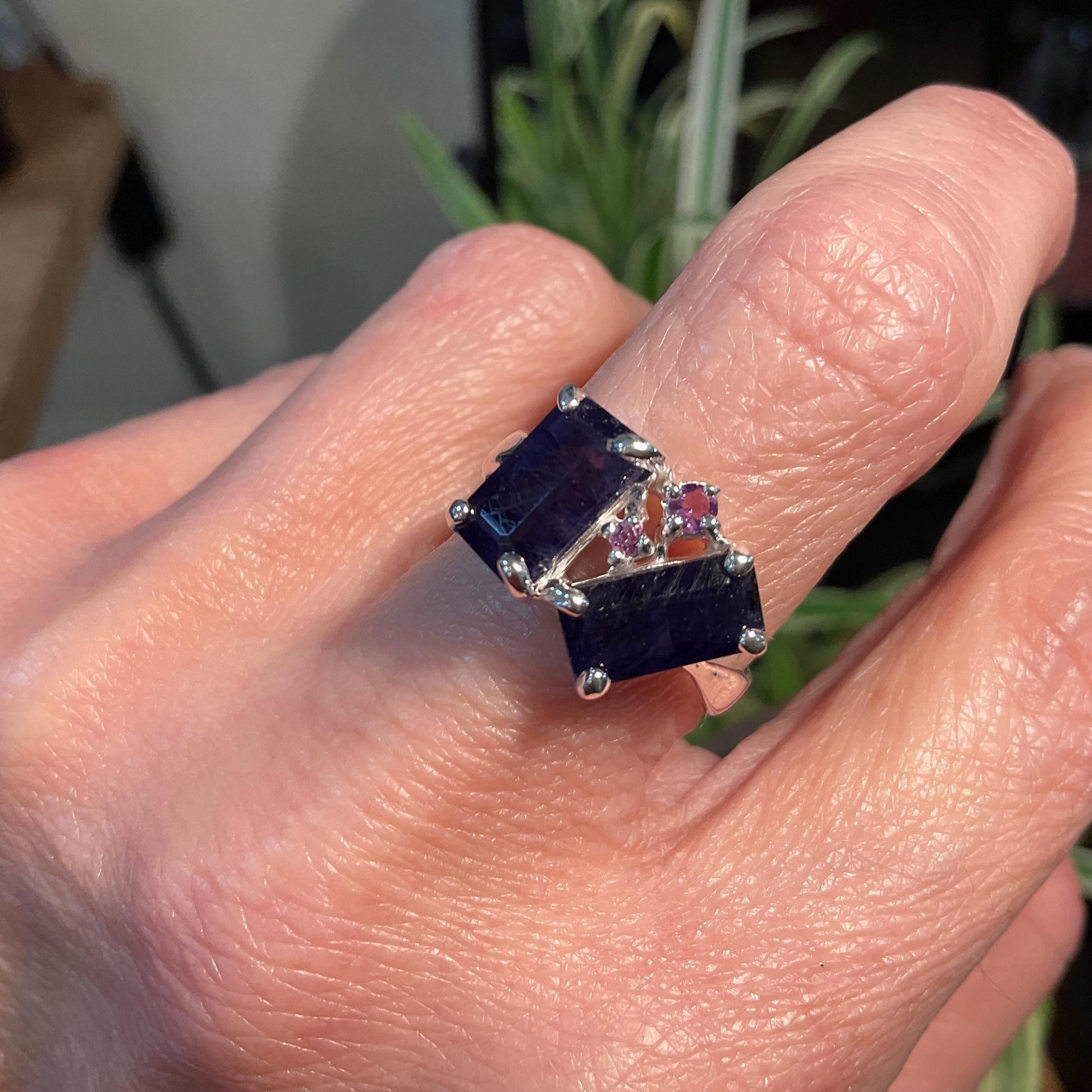 sterling silver natural baguette cut blue sapphire ring 8 Colors Of Etnika