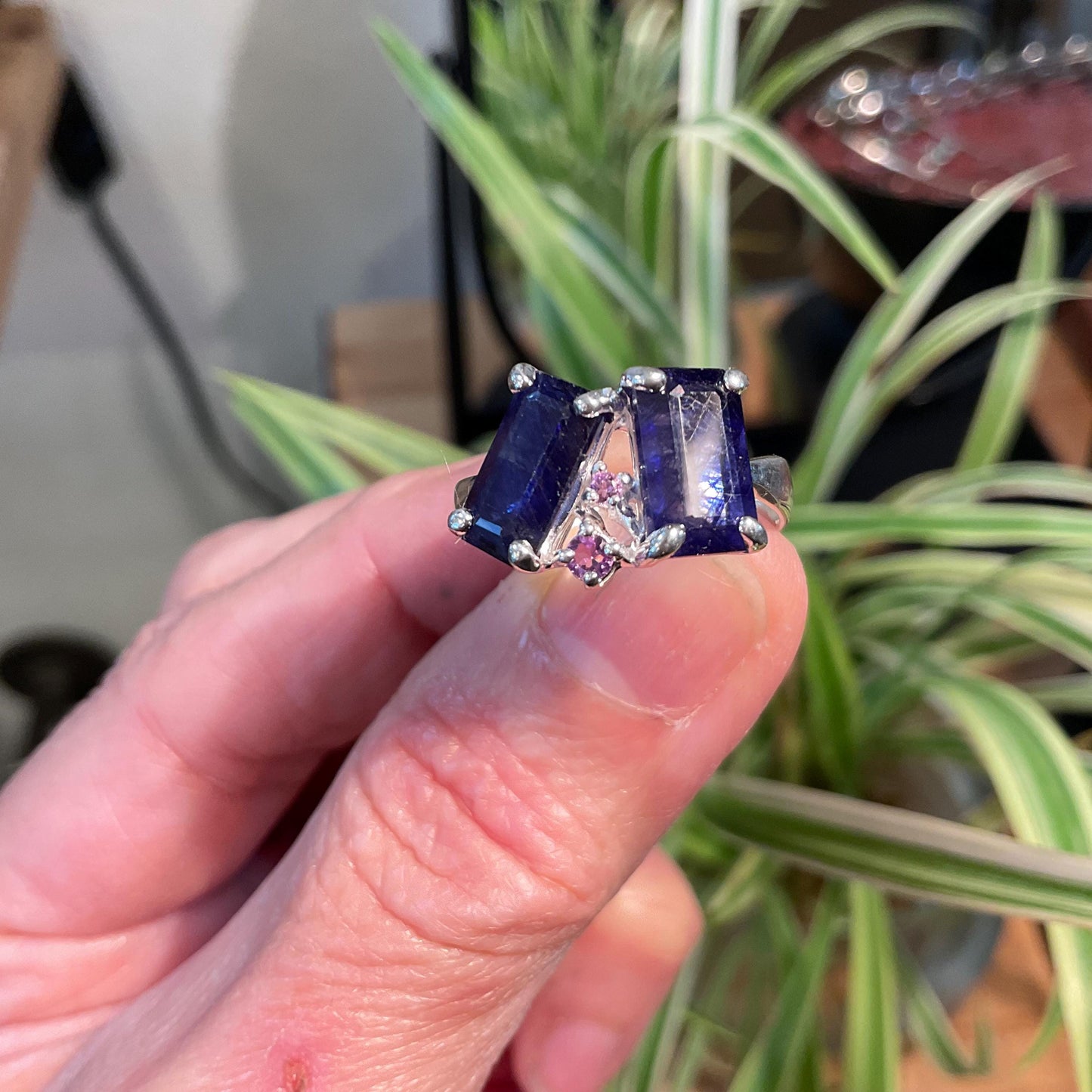 sterling silver natural baguette cut blue sapphire ring 8 Colors Of Etnika