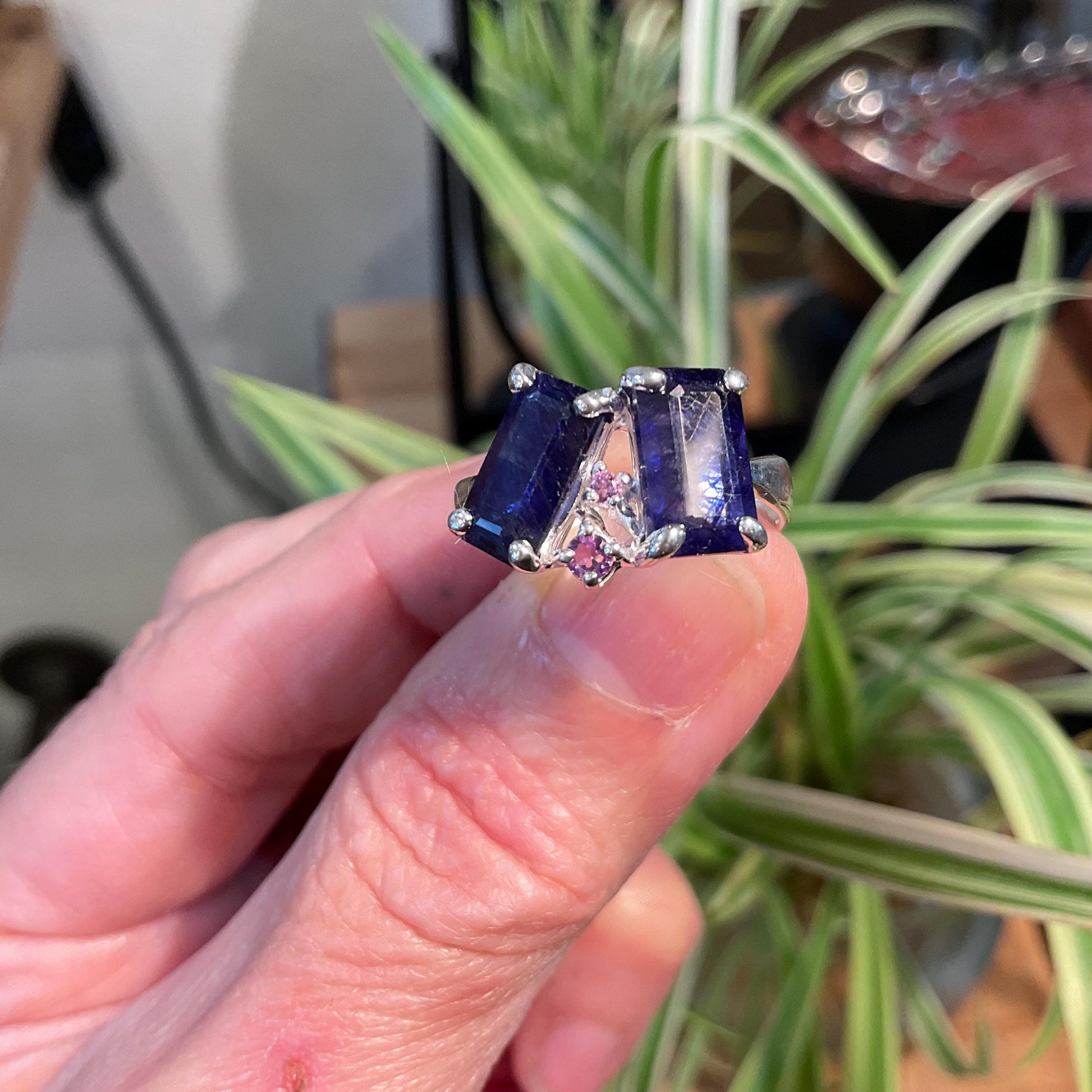 sterling silver natural baguette cut blue sapphire ring 8 Colors Of Etnika
