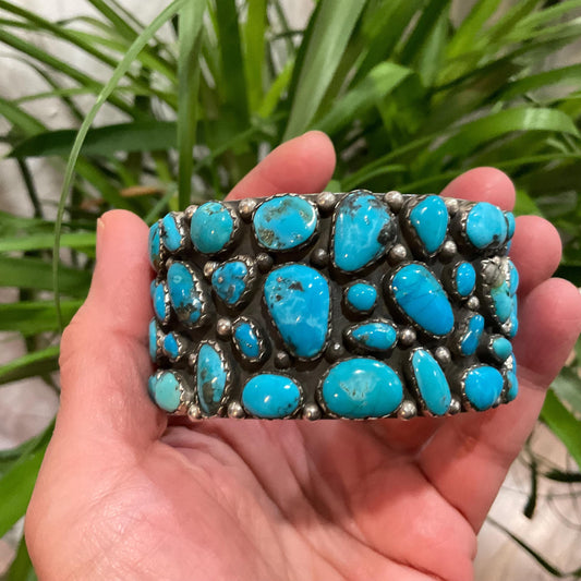 sterling silver campitos natural Turquoise statement bracelet cuff