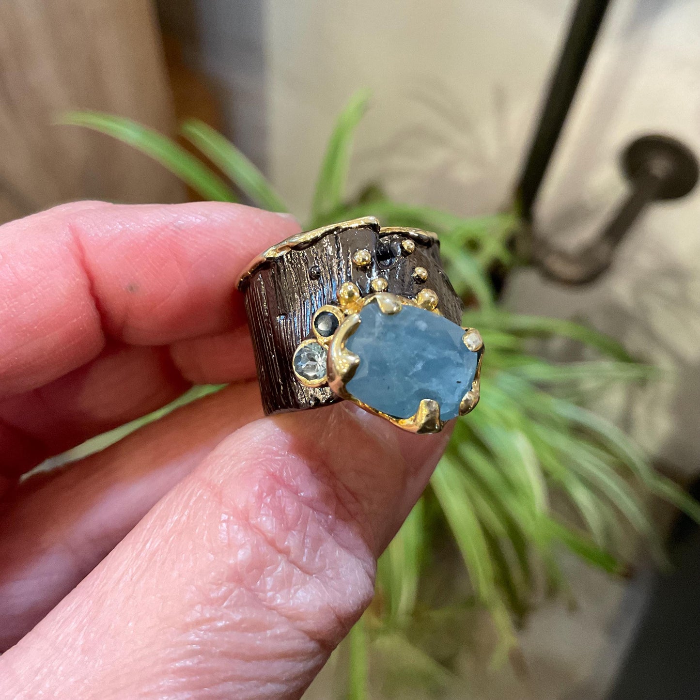 Sterling Silver etnika Aquamarine band ring 9 Colors Of Etnika