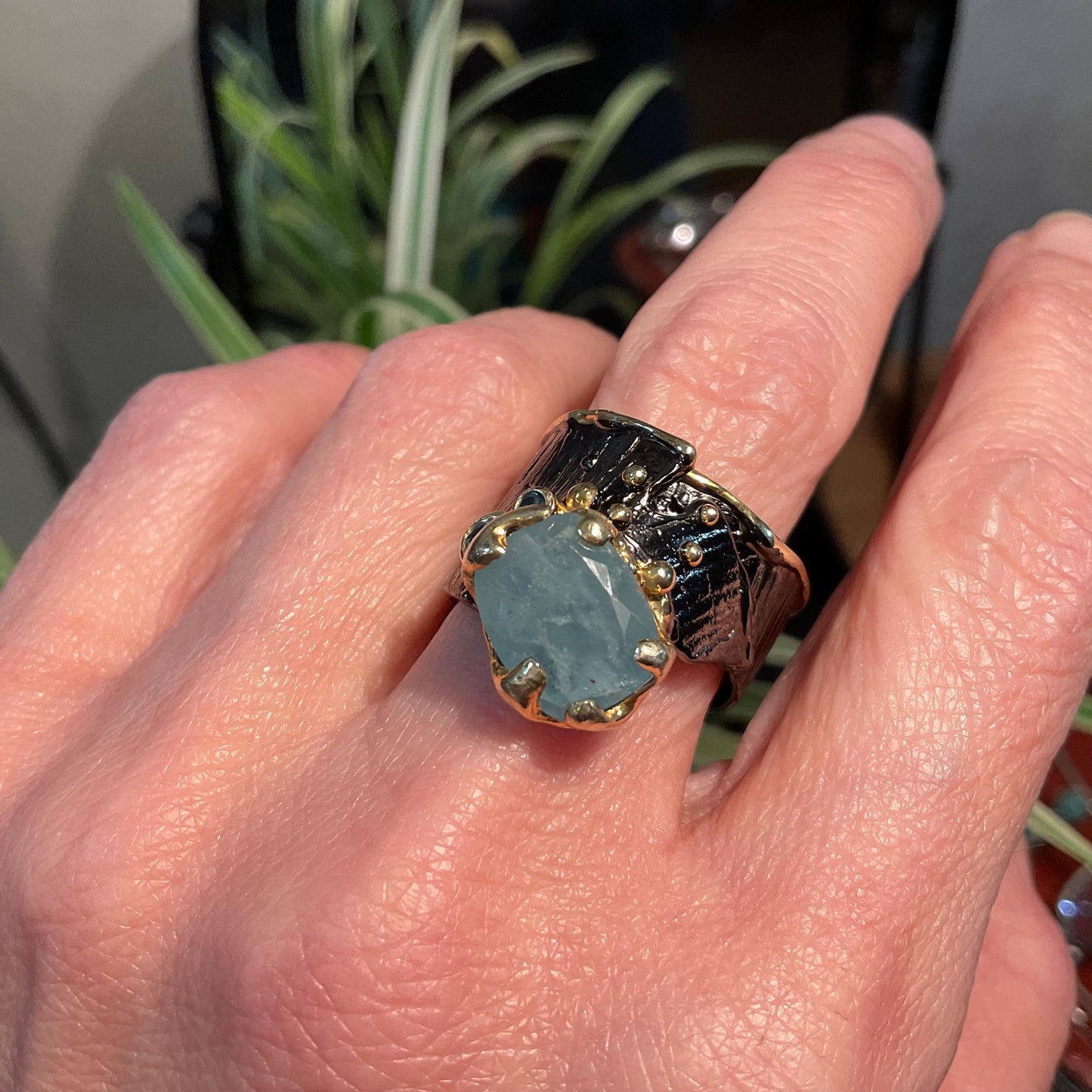 Sterling Silver etnika Aquamarine band ring 9 Colors Of Etnika