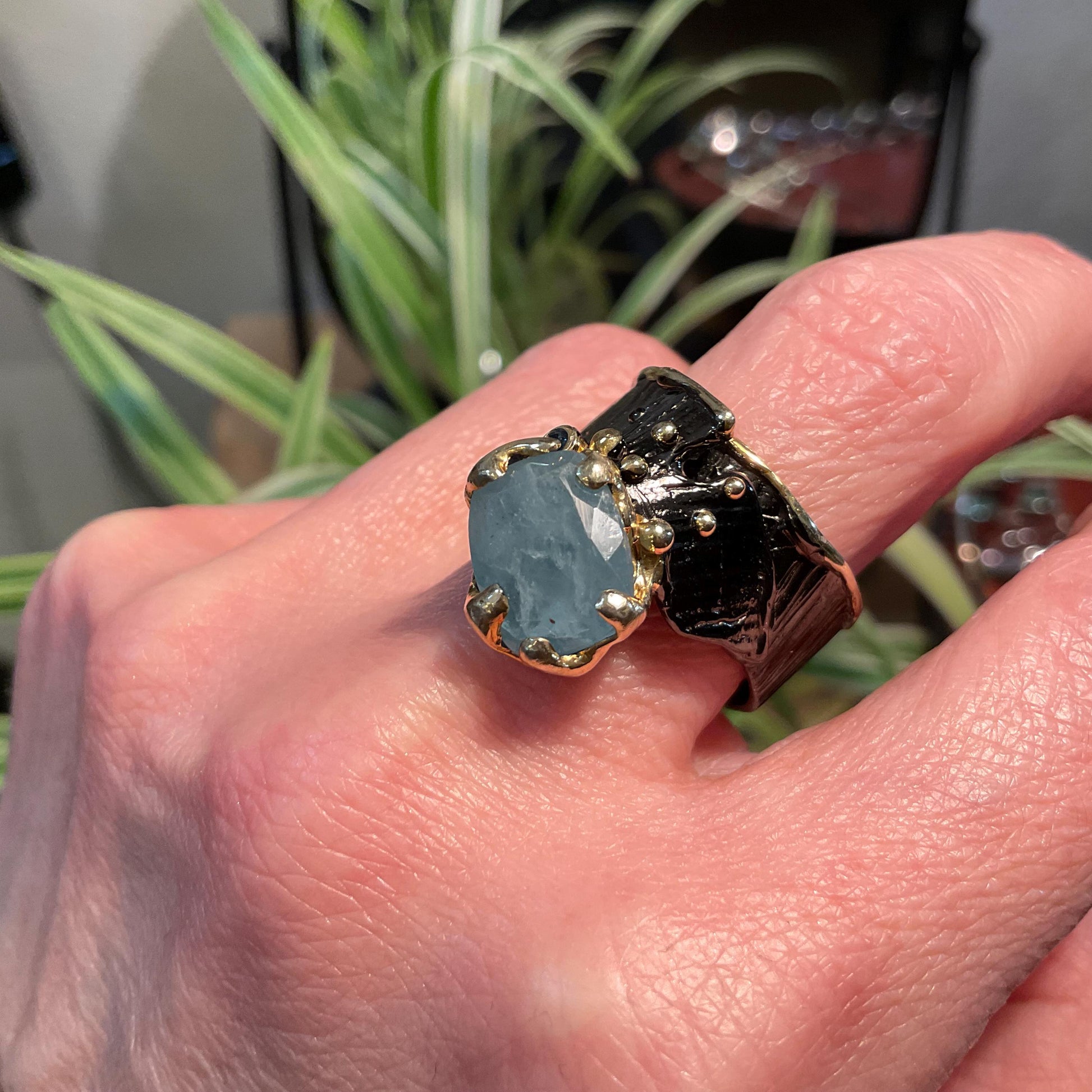 Sterling Silver etnika Aquamarine band ring 9 Colors Of Etnika