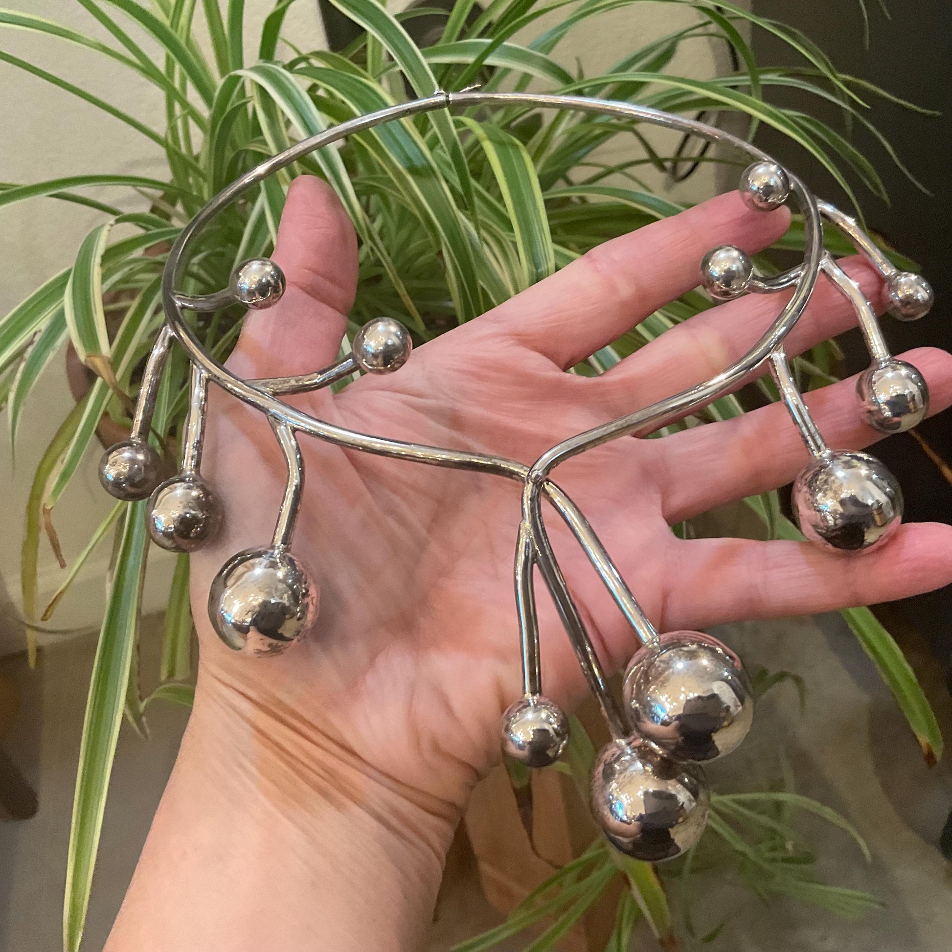 sterling silver vintage choker modernist bubble necklace Colors Of Etnika