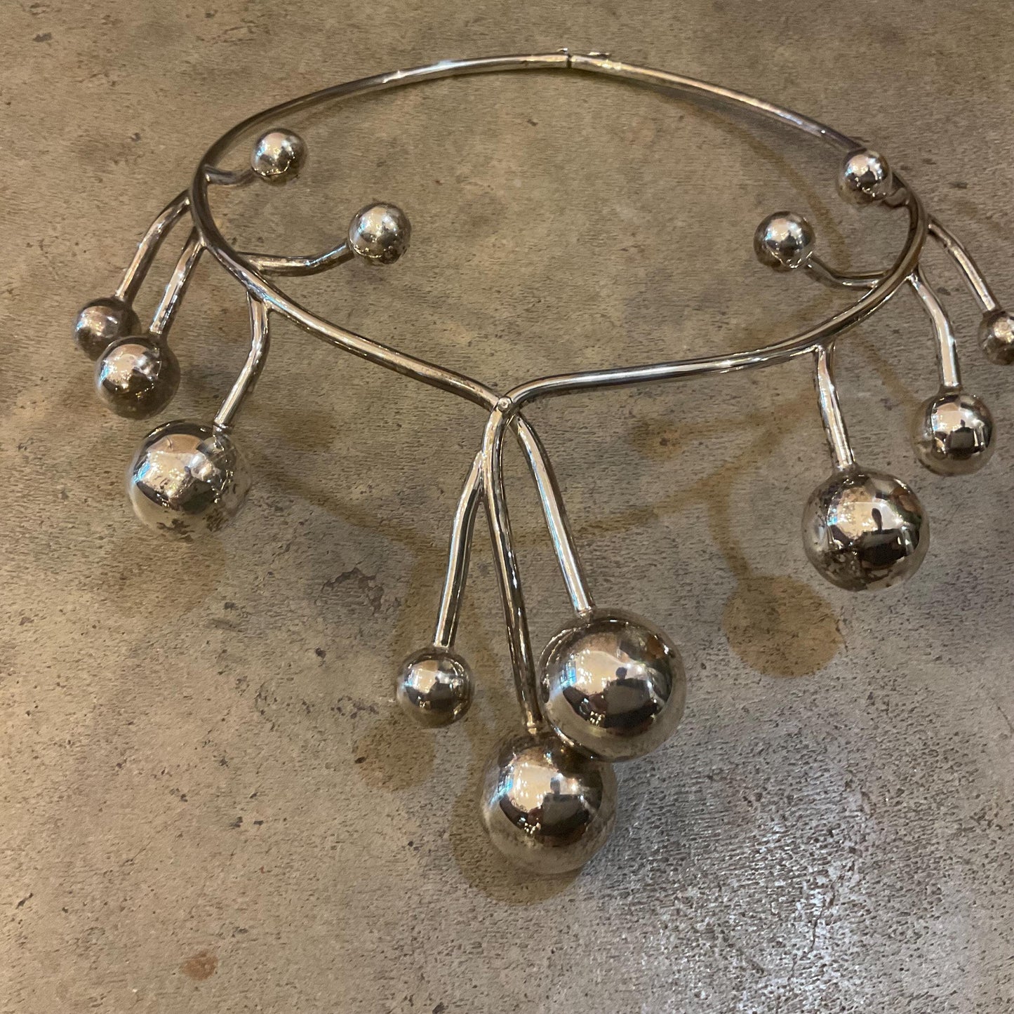 sterling silver vintage choker modernist bubble necklace Colors Of Etnika