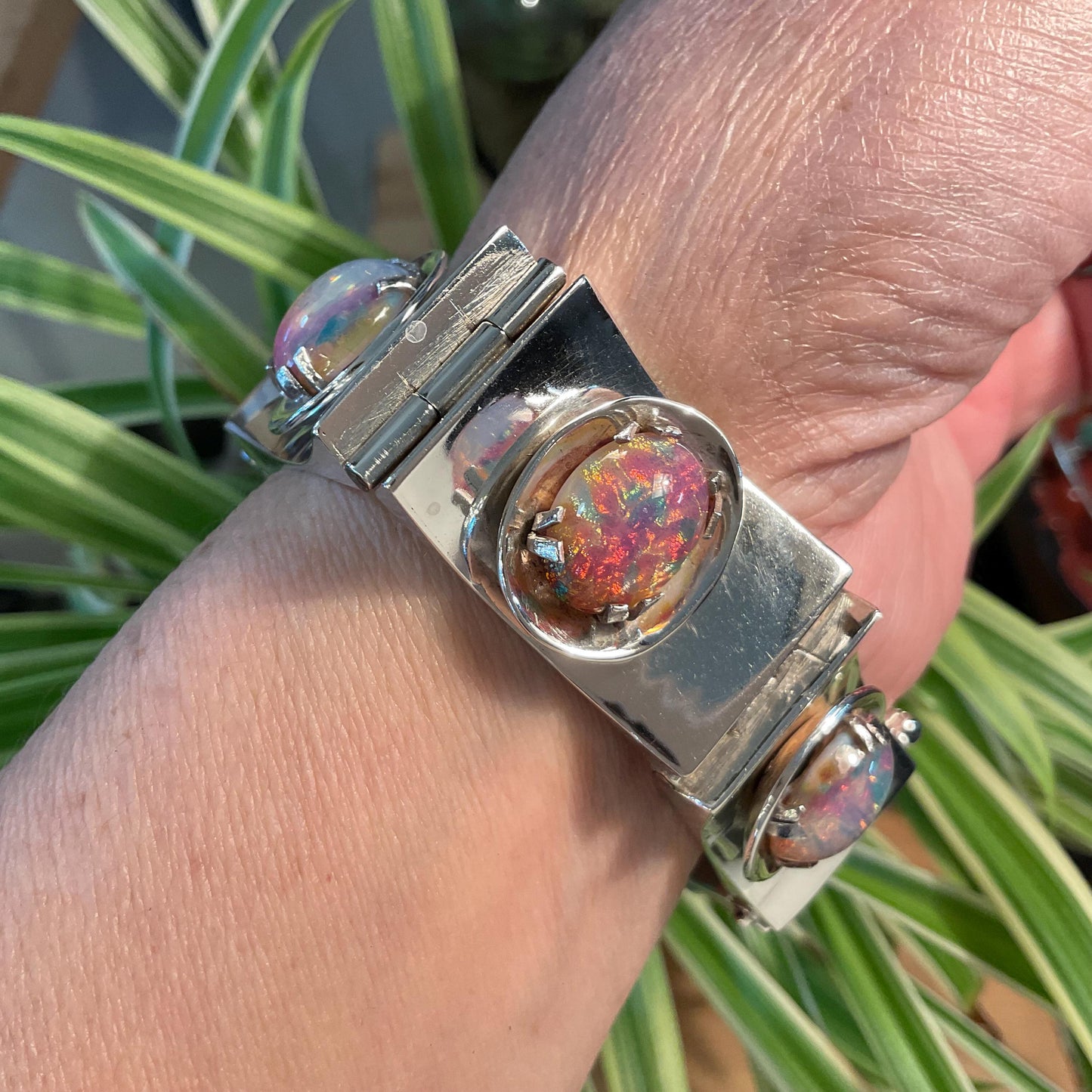 sterling silver modernist taxco vintage mid century opal Bracelet Colors Of Etnika