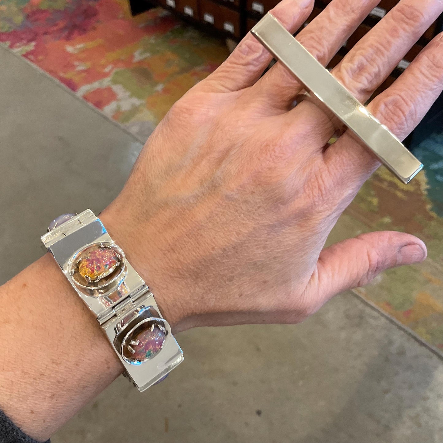 sterling silver modernist taxco vintage mid century opal Bracelet Colors Of Etnika
