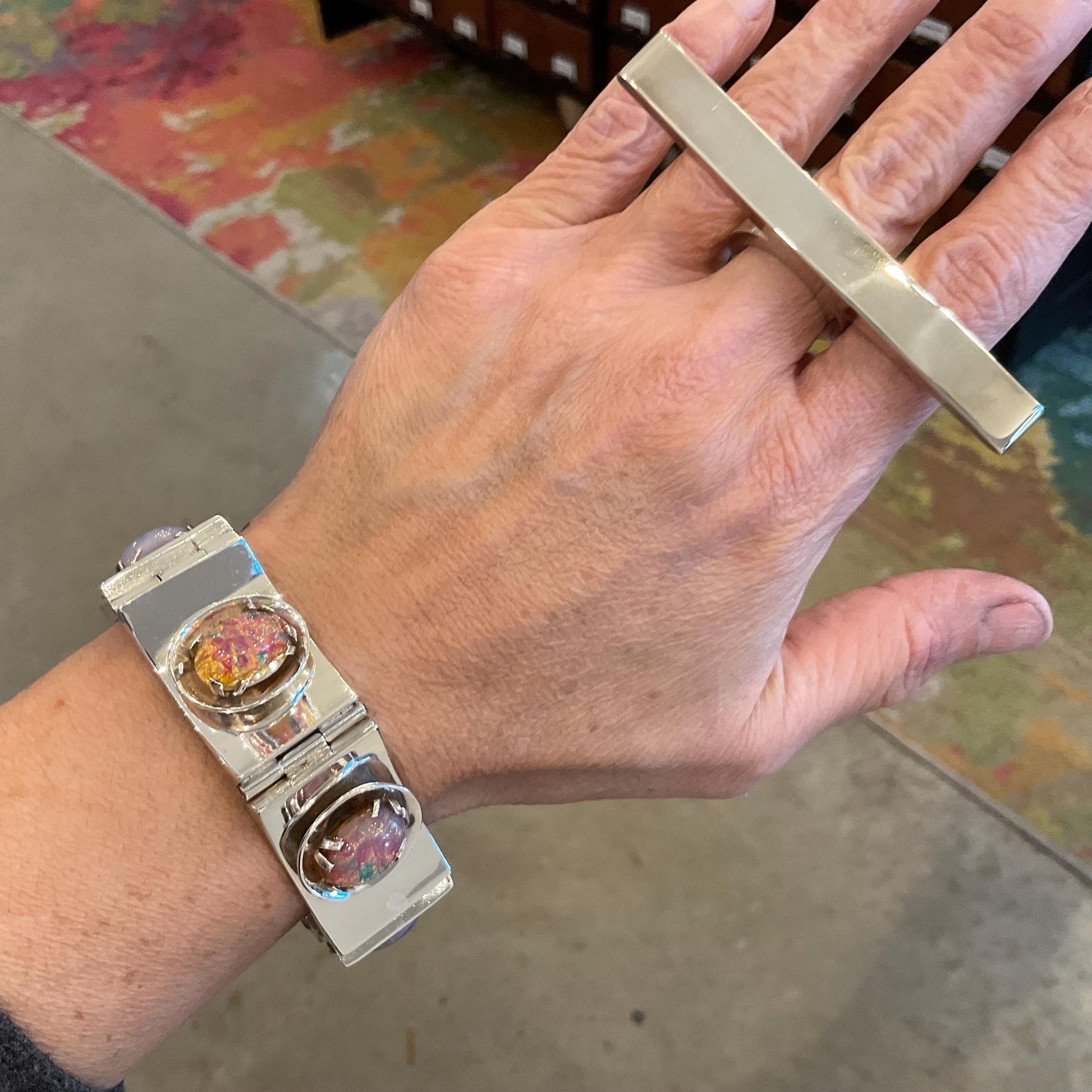 sterling silver modernist taxco vintage mid century opal Bracelet Colors Of Etnika