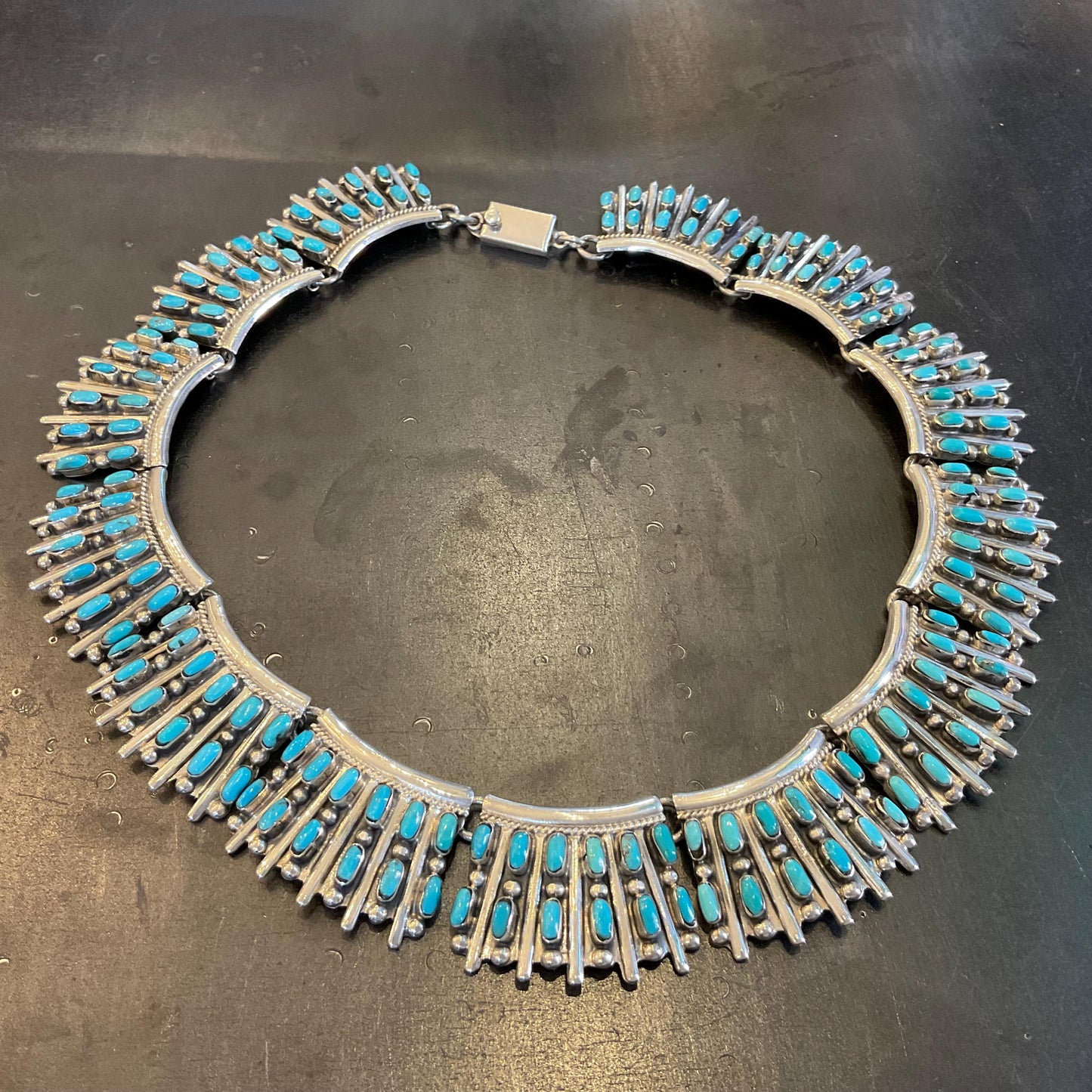 Sterling silver statement mid century  vintage Turquoise necklace Colors Of Etnika