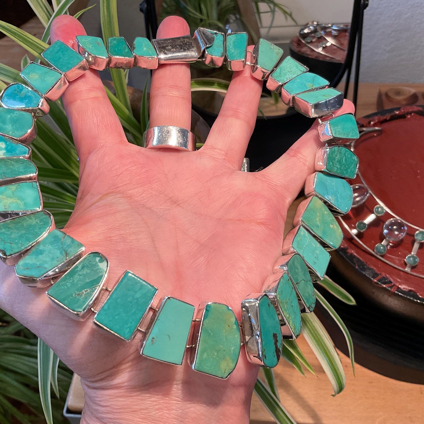 Sterling silver statement vintage Turquoise necklace choker Colors Of Etnika
