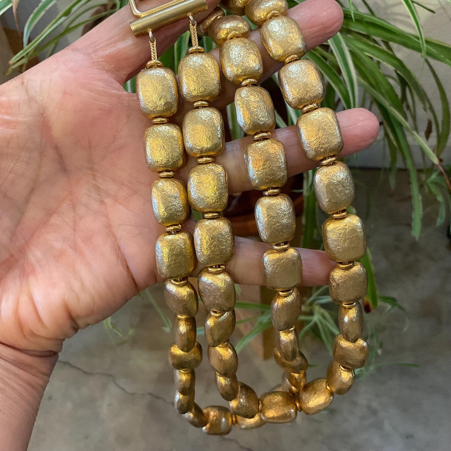 Sterling silver vintage 15mm hammered bead  Gold vermeil necklace collar Colors Of Etnika