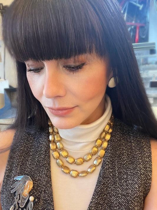 Sterling silver vintage 15mm hammered bead  Gold vermeil necklace collar