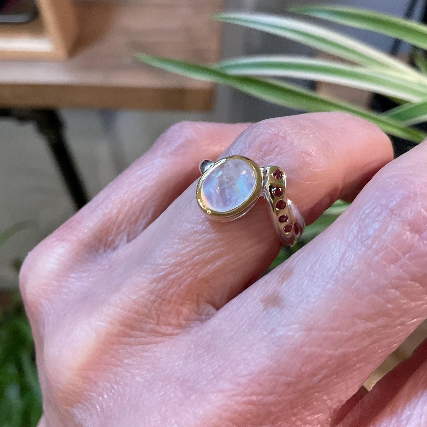 Sterling silver natural moonstone dainty ring 4.5 Colors Of Etnika