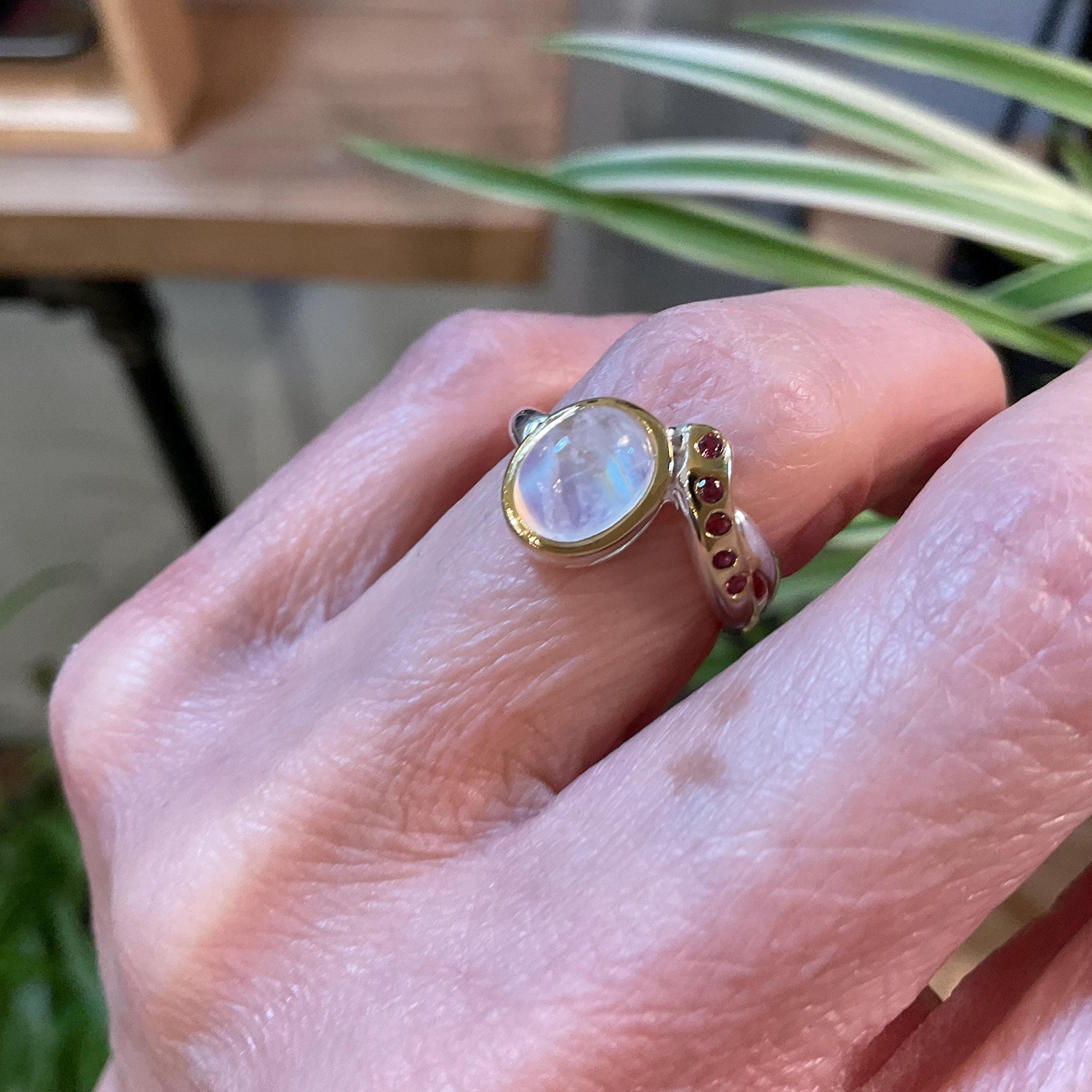 Sterling silver natural moonstone dainty ring 4.5 Colors Of Etnika