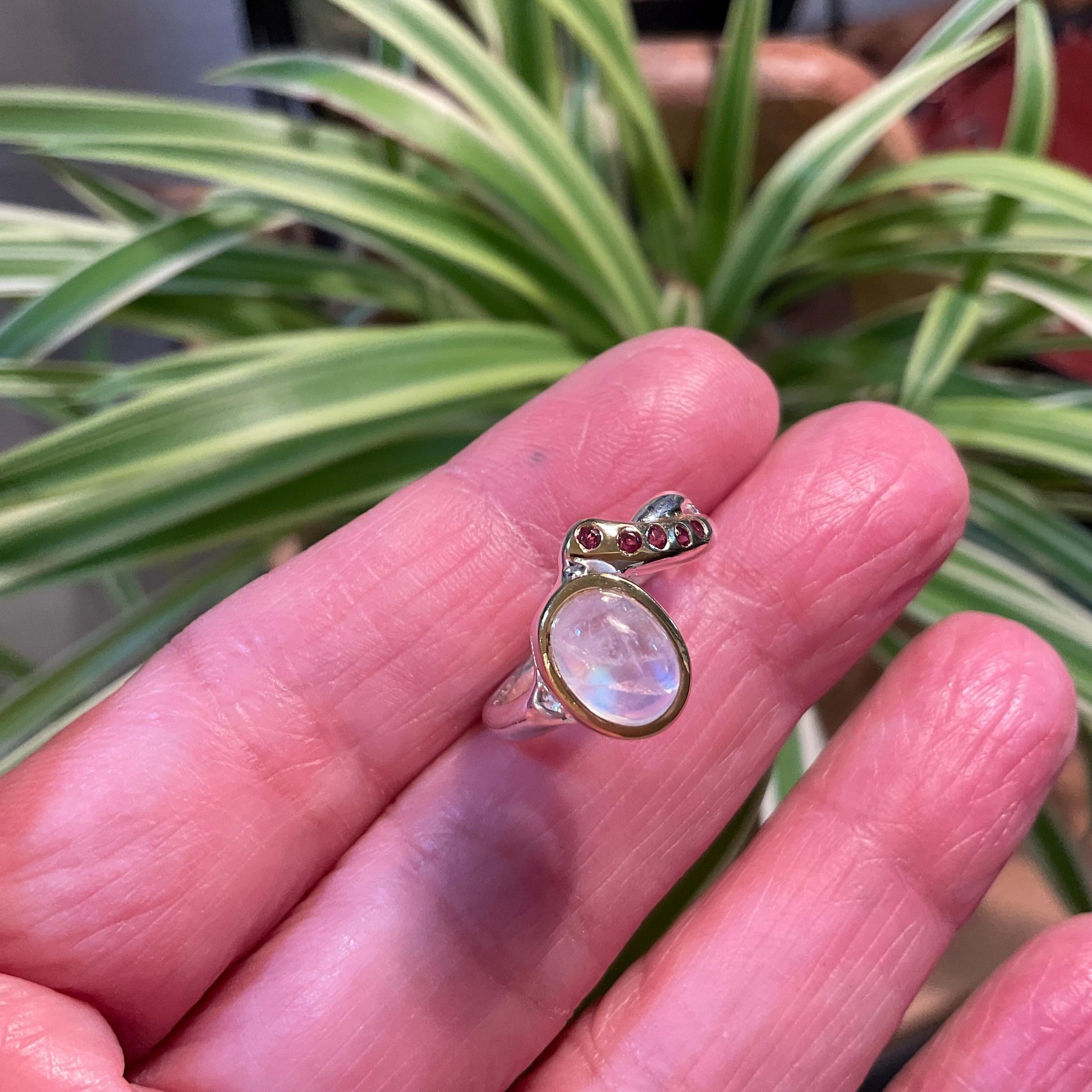 Sterling silver natural moonstone dainty ring 4.5 Colors Of Etnika