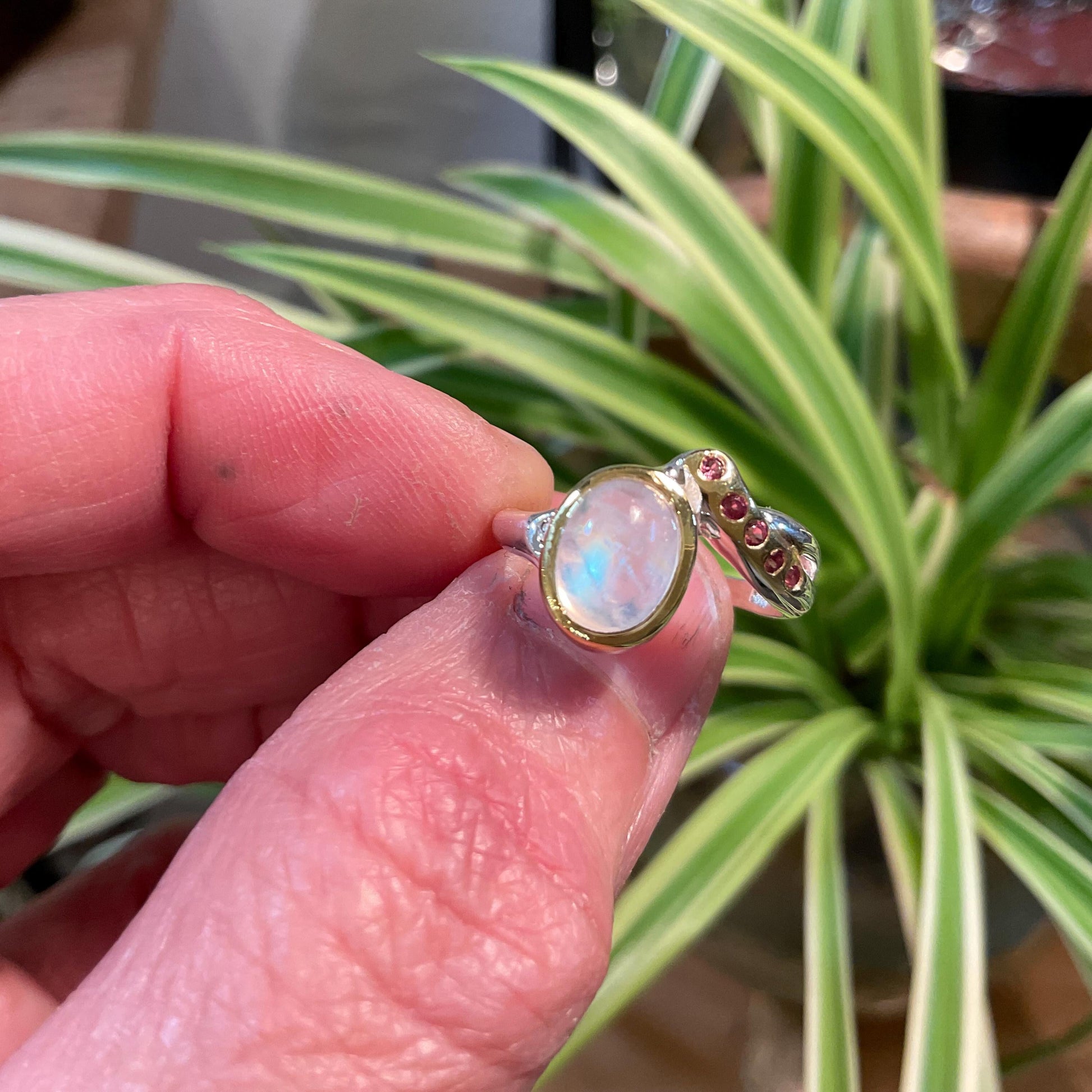 Sterling silver natural moonstone dainty ring 4.5 Colors Of Etnika