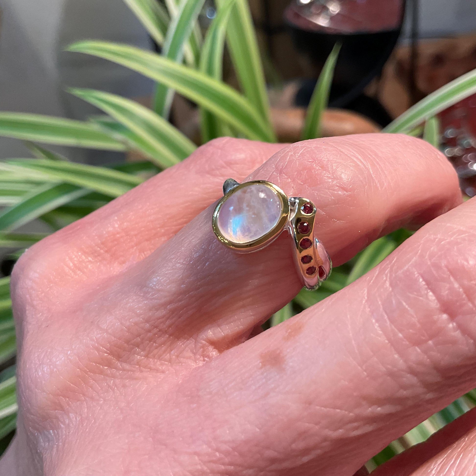 Sterling silver natural moonstone dainty ring 4.5 Colors Of Etnika