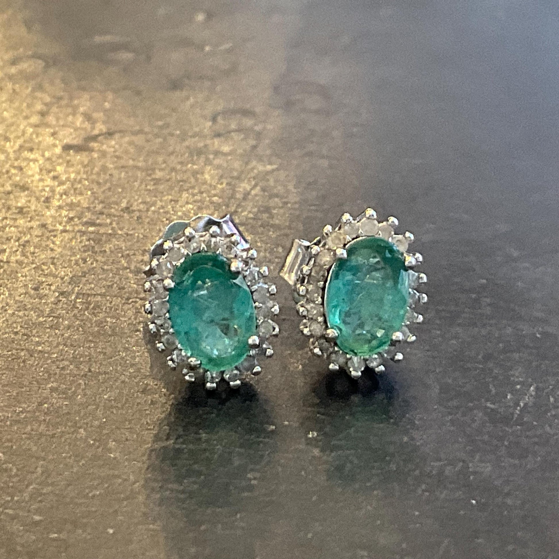 Sterling Silver Natural emerald diamonds post Earrings Colors Of Etnika