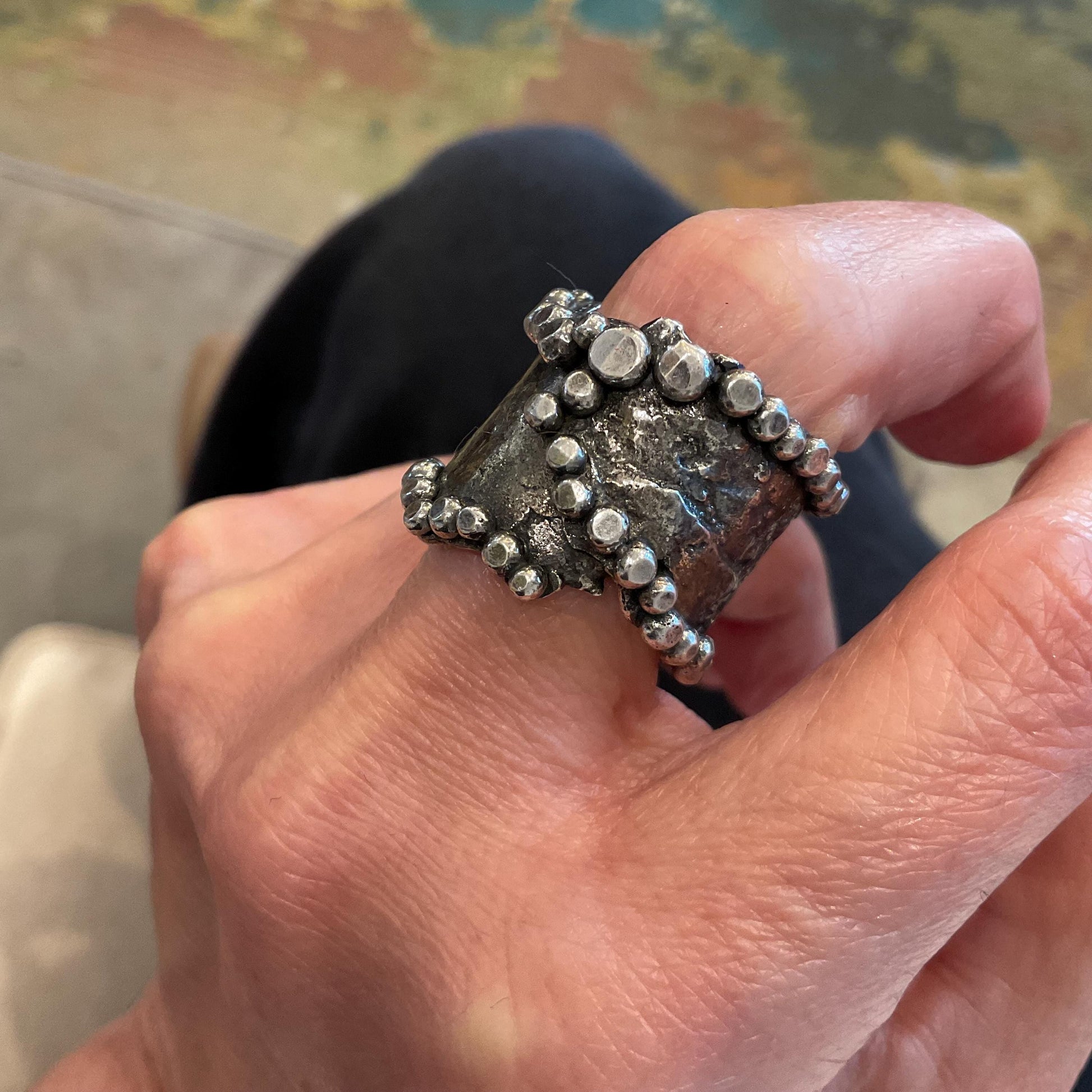 Sterling Silver molting silver brutalist Band ring 8 Colors Of Etnika