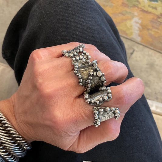 Sterling Silver molting silver brutalist Band ring 8