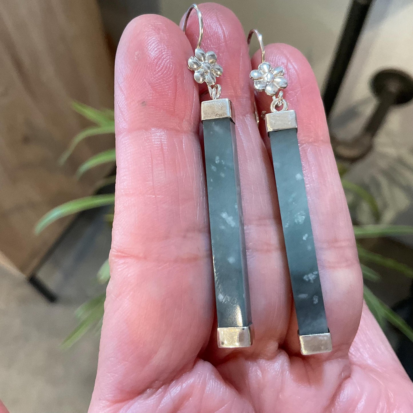 Sterling Silver natural Guatemalan jade blue dangle Earrings Colors Of Etnika