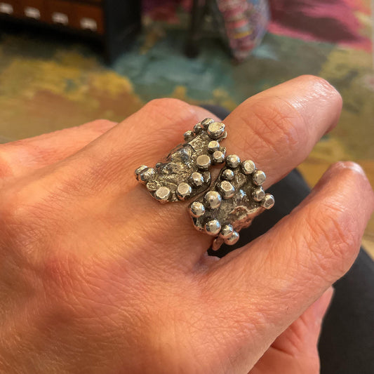 Sterling Silver molting silver brutalist Band cuff ring 8