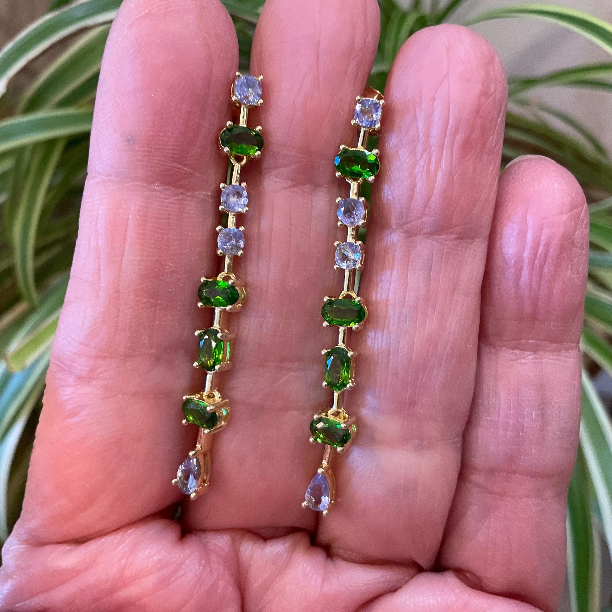 Sterling Silver natural tanzanite chrome diopside gold Earrings Colors Of Etnika