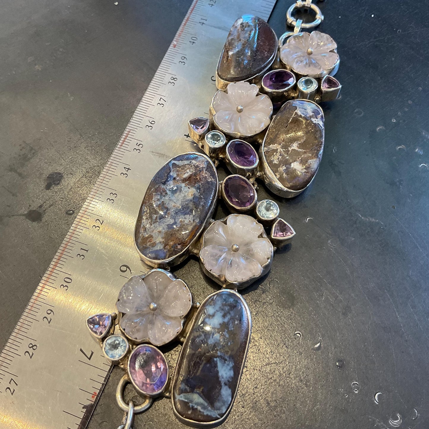 sterling silver boulder Opal blue topaz amethyst quartz bracelet Colors Of Etnika