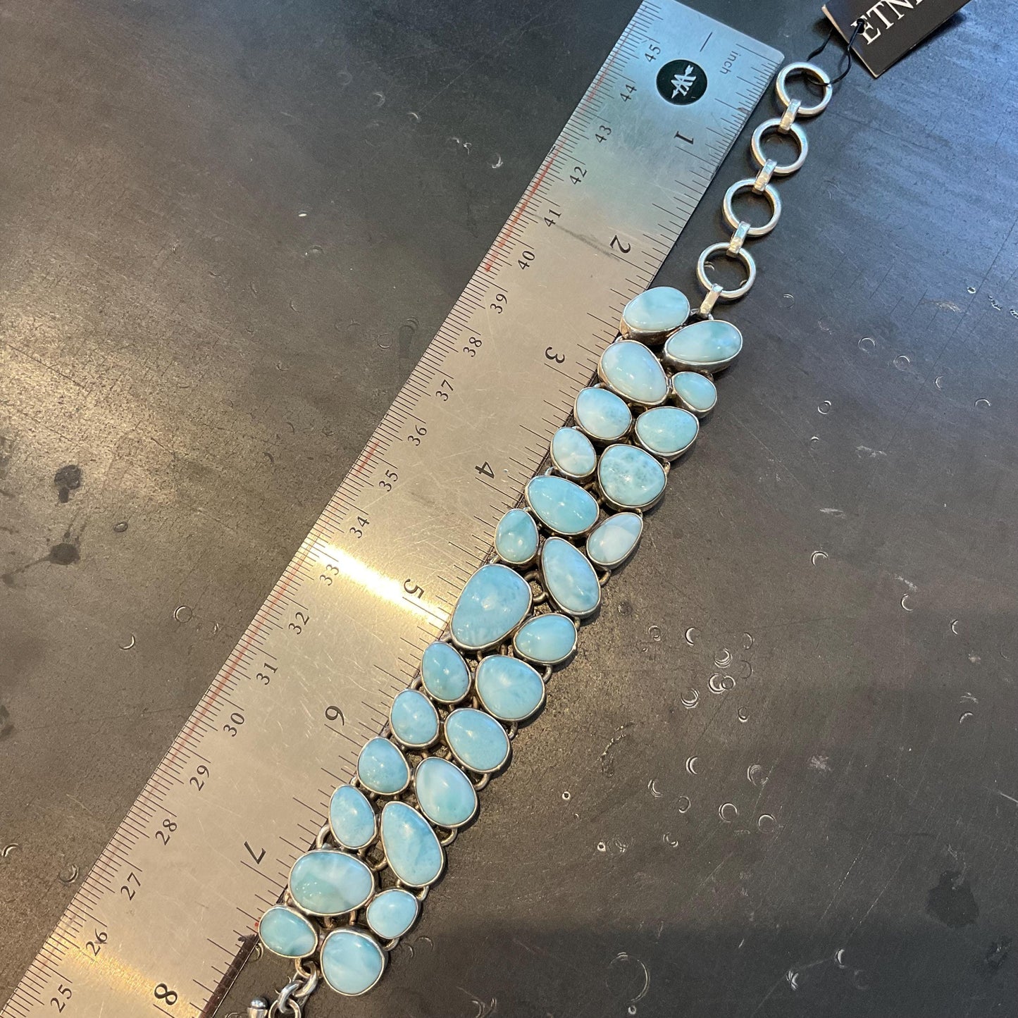 sterling silver Natural Dominican larimar cluster bracelet Colors Of Etnika