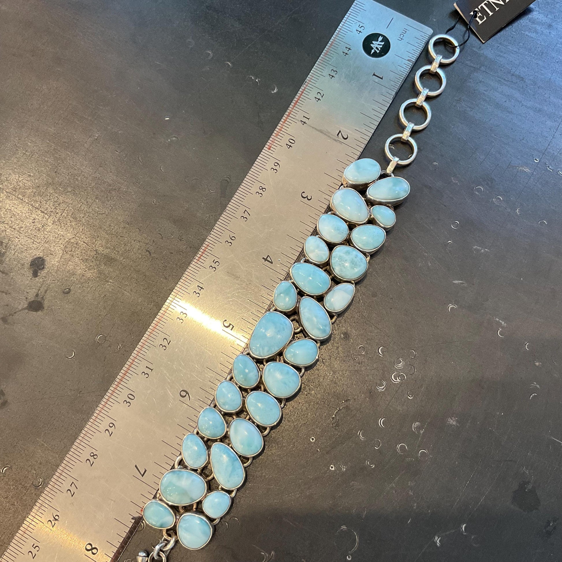 sterling silver Natural Dominican larimar cluster bracelet Colors Of Etnika