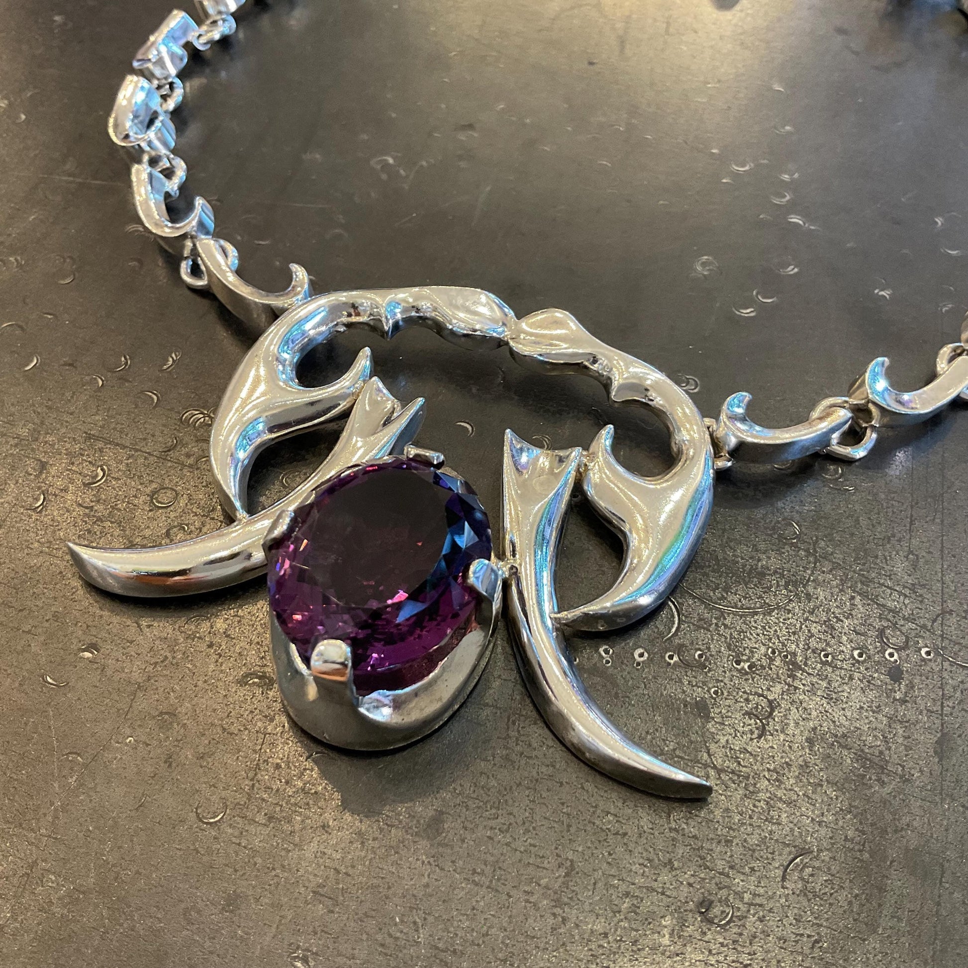 Sterling Silver vintage statement amethyst necklace choker Colors Of Etnika