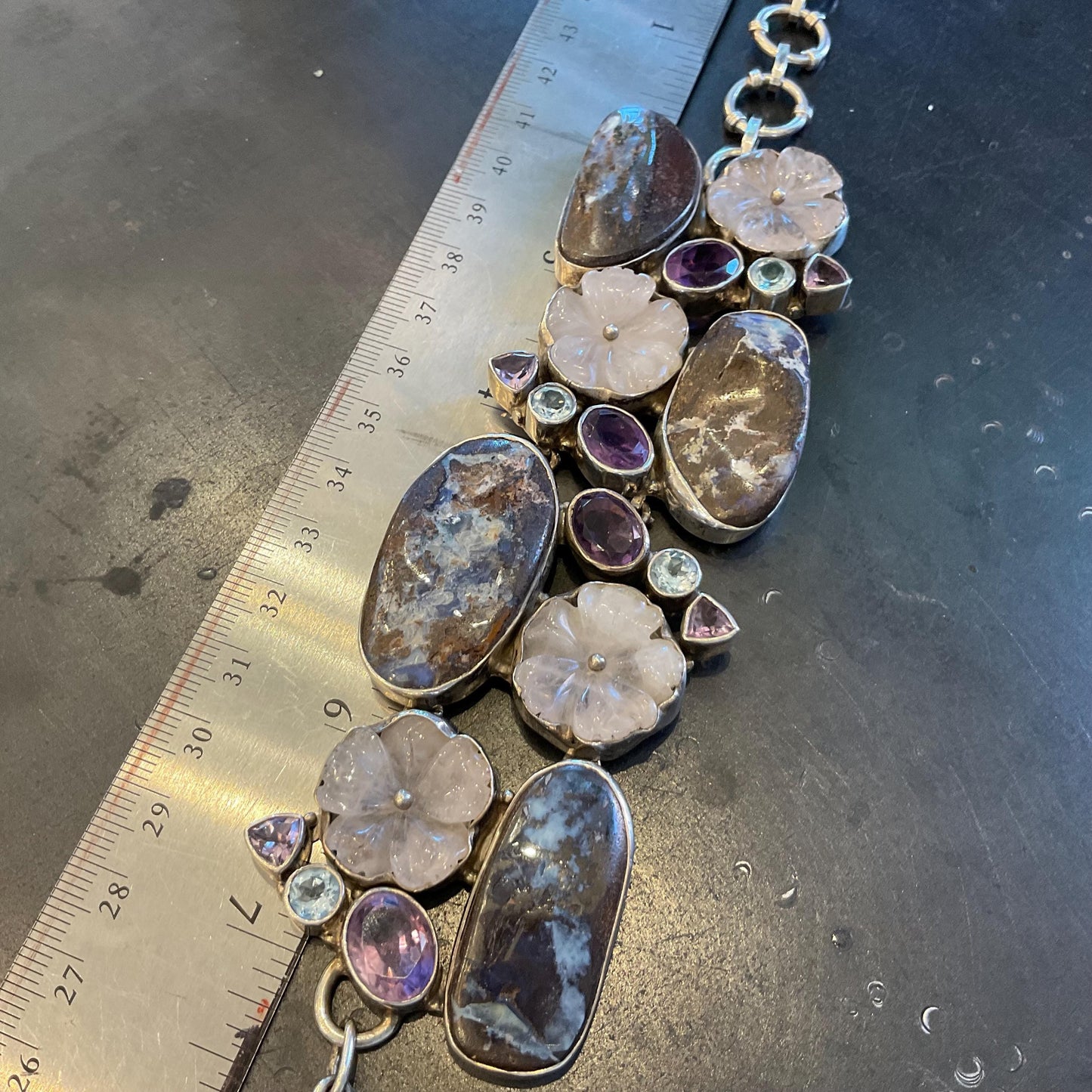 sterling silver boulder Opal blue topaz amethyst quartz bracelet Colors Of Etnika