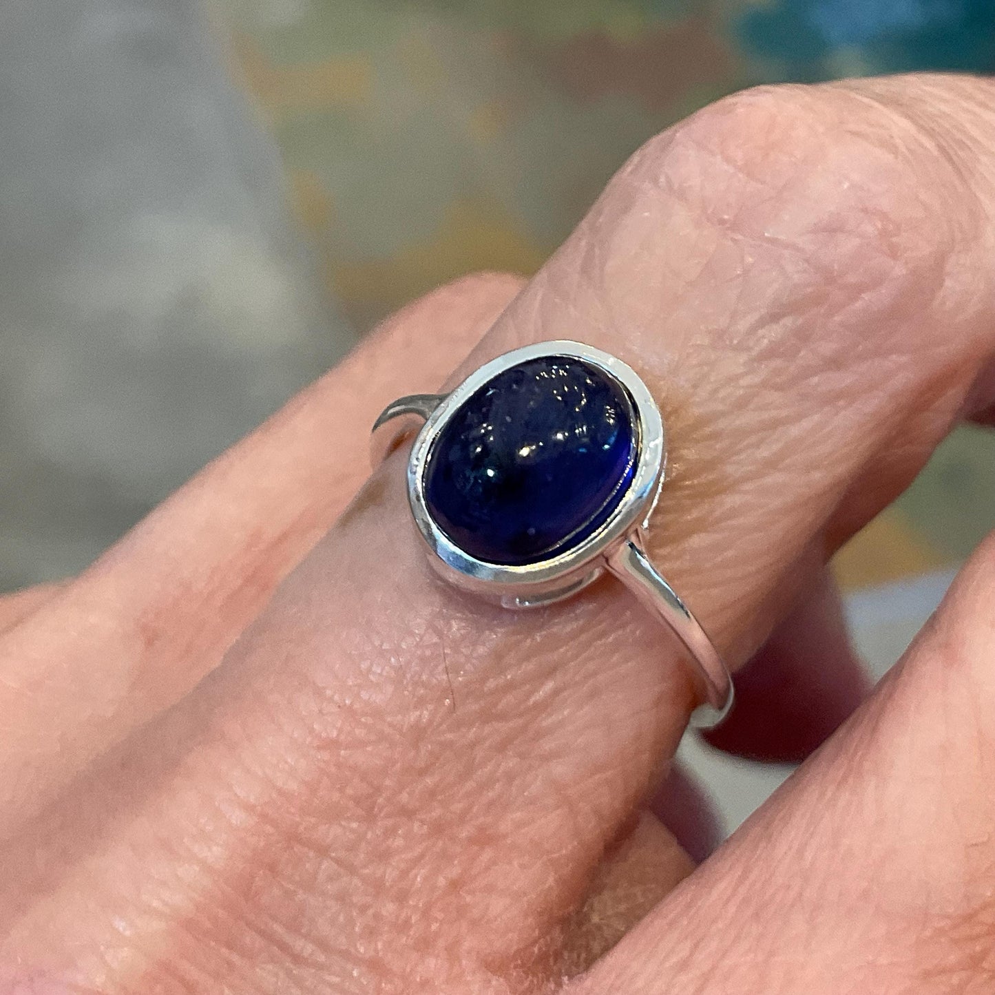 sterling silver natural dainty blue sapphire ring 6 Colors Of Etnika