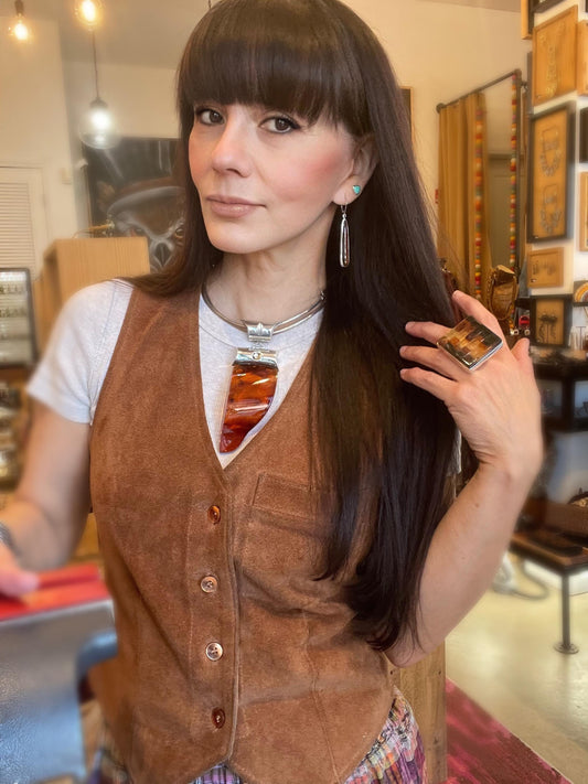 amber pendant oversized  modernist huge sterling silver