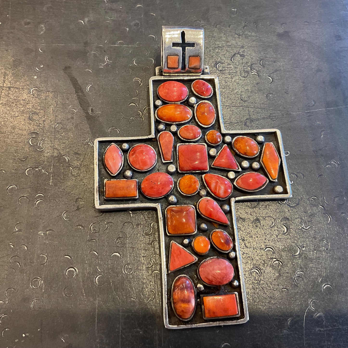 sterling silver spiny oyster and coral Oversize cross Pendant Colors Of Etnika
