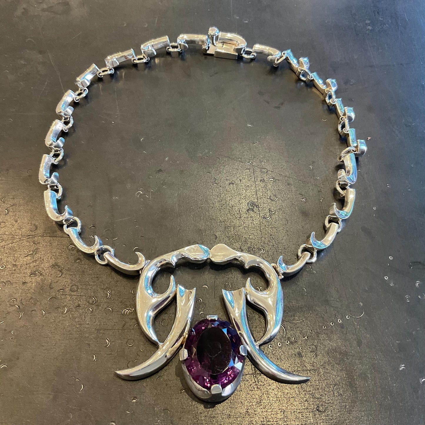 Sterling Silver vintage statement amethyst necklace choker Colors Of Etnika