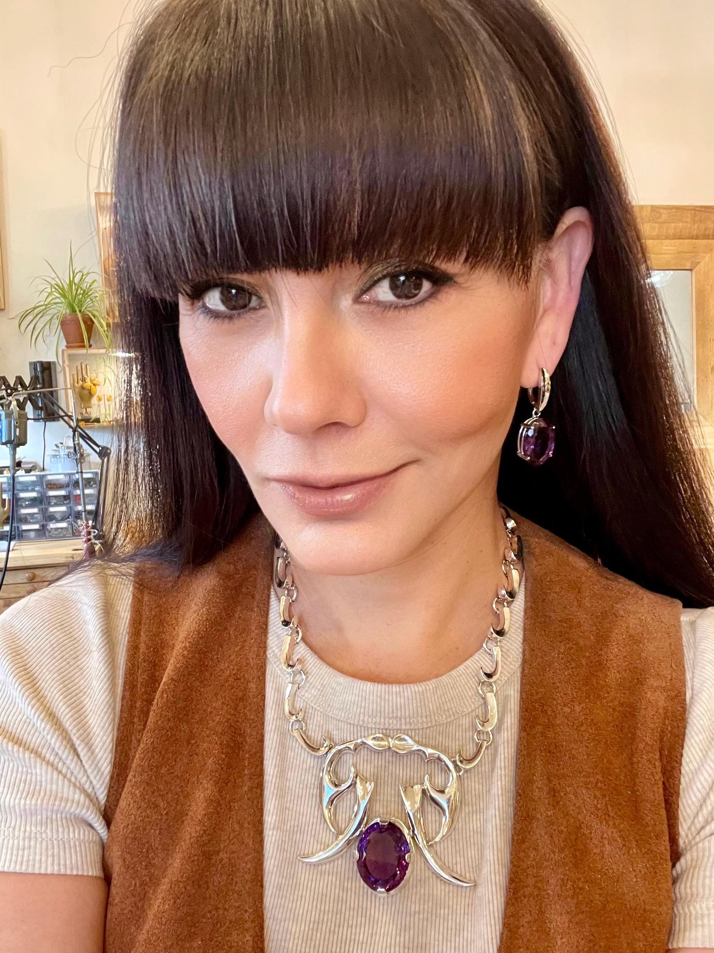 Sterling Silver vintage statement amethyst necklace choker Colors Of Etnika